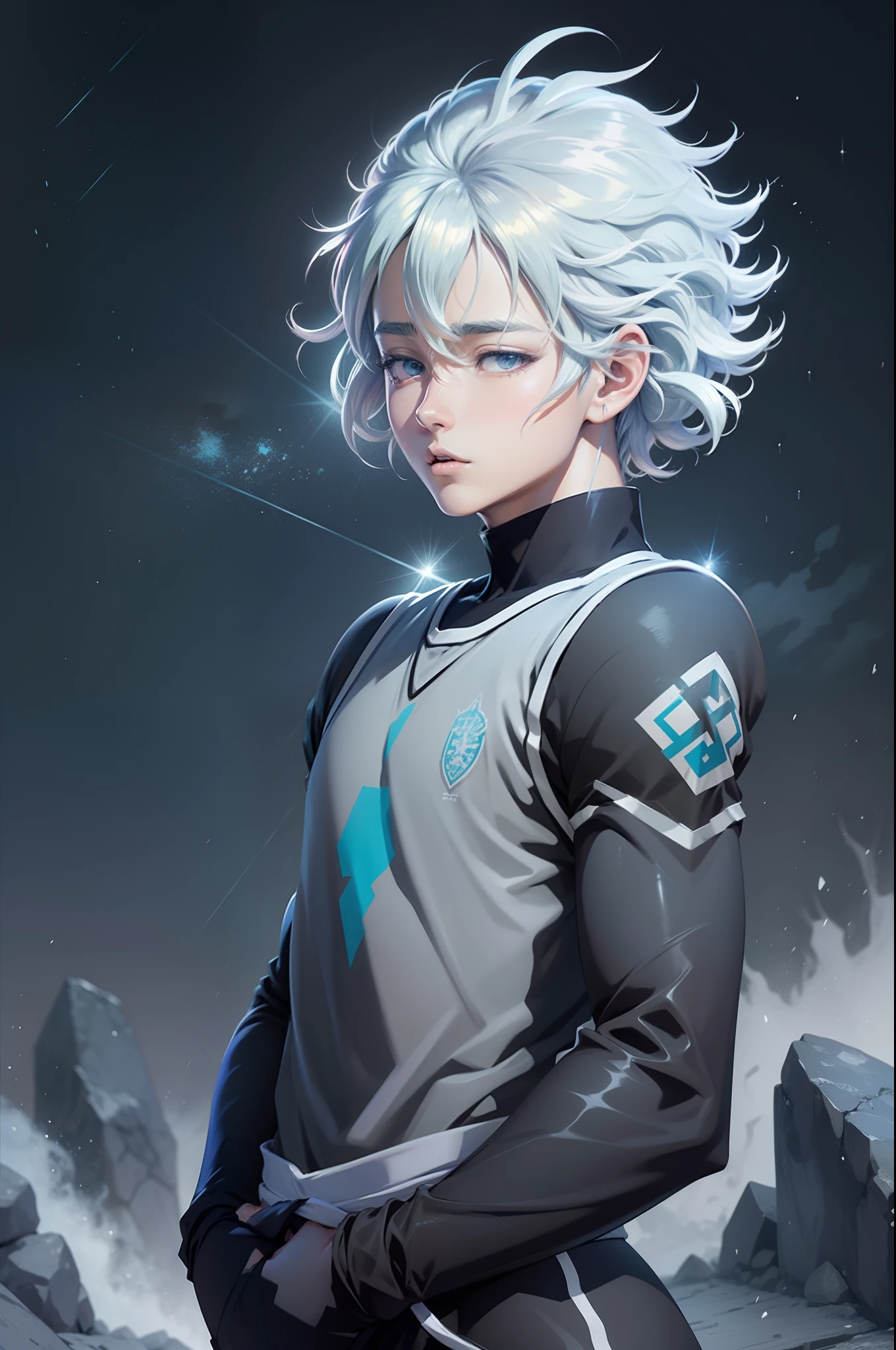 ****** de anime com cabelo azul jogador de futebol e um uniforme ,Estilo anime 2D, Kentaro Miura estilo de arte, kentaro miura manga art style, 2 0 2 2 estilo anime, Estilo Anime 2022, anime moe artstyle, Demon Slayer rui fanart, Nagito Komaeda, Estilo anime 4K, personagem estilo anime