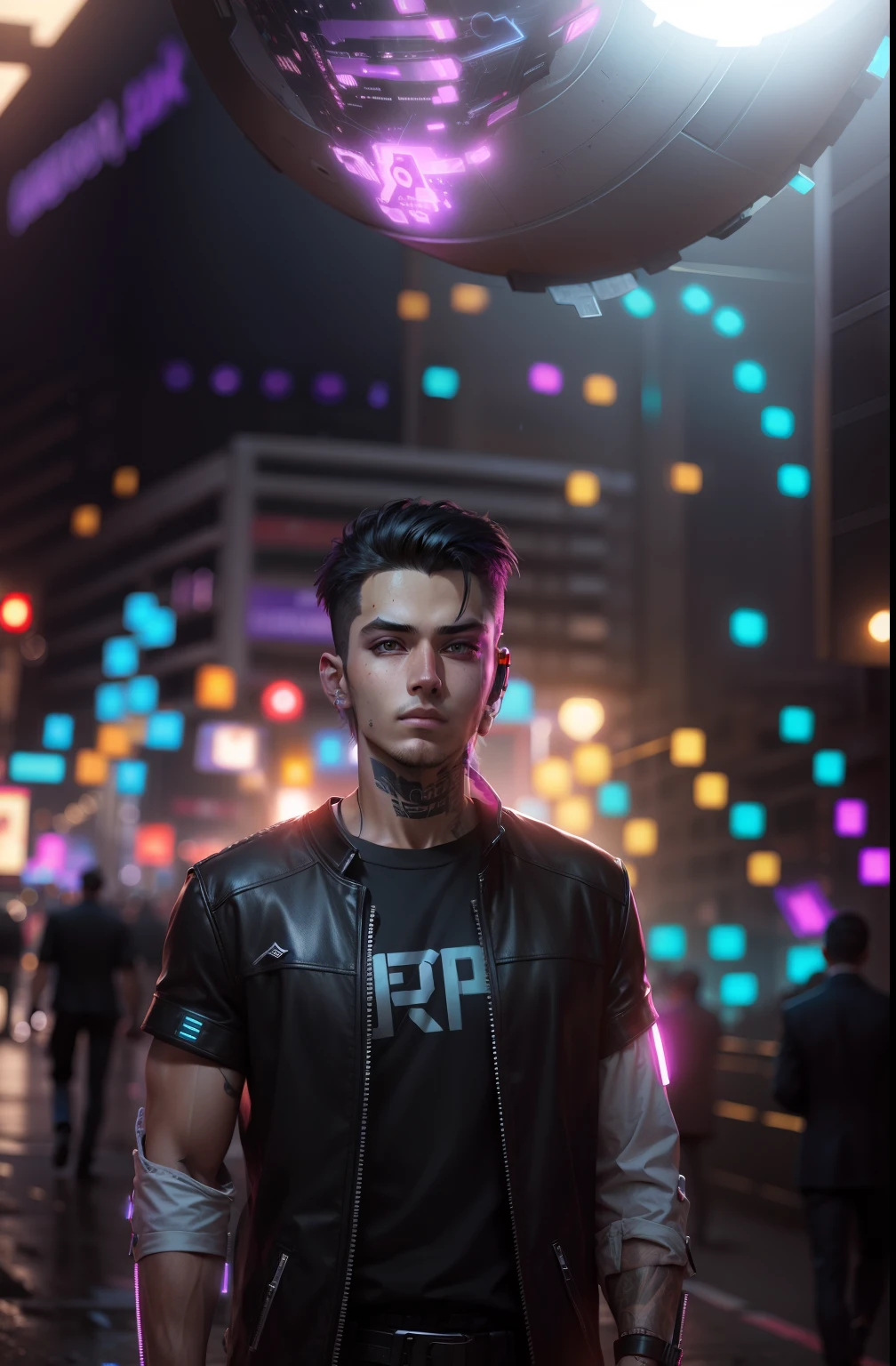 Change background, cyberpunk handsome boy