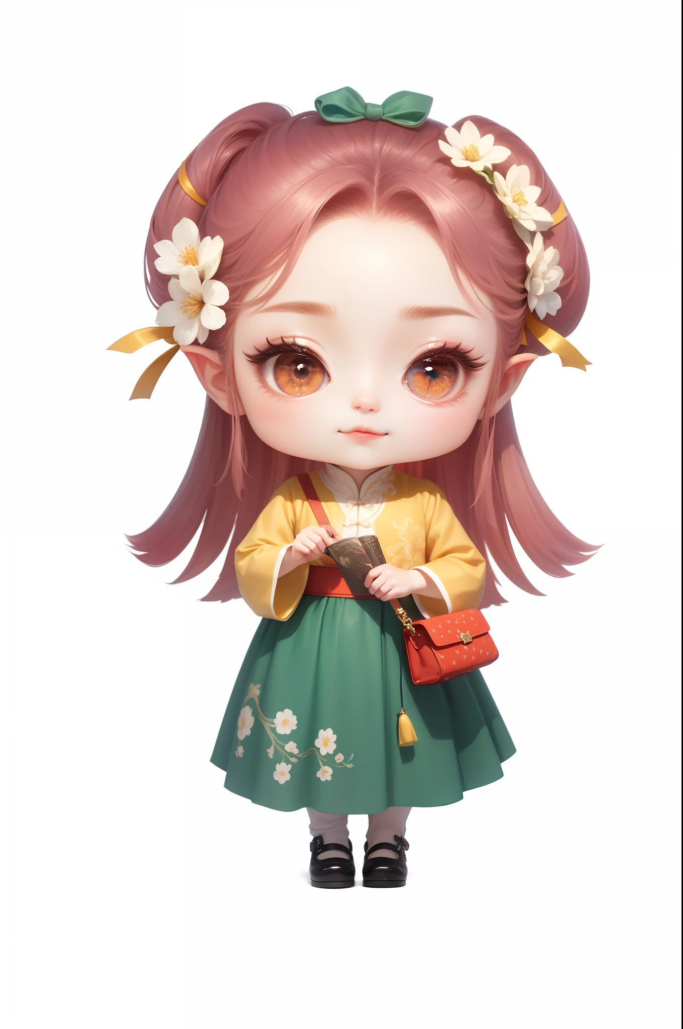 Chinese shoes，white limbo，Pattern，Pedras preciosas，Refinement，8K，ssmile，Very cheerful，（elvish ears）spiky，voluminous hair(the detail），(The texture of the clothes is soft)，（adorable eyes）Round round，full bodyesbian，Perfect quality， （tmasterpiece：1.2） （detailedskin：1.3） （intricately details） （8K） （detailedeyes） （Sharp focus）， （Out of sorts）Exquisite painting，lovely digital painting，anime styled digital art，style of anime。8K，