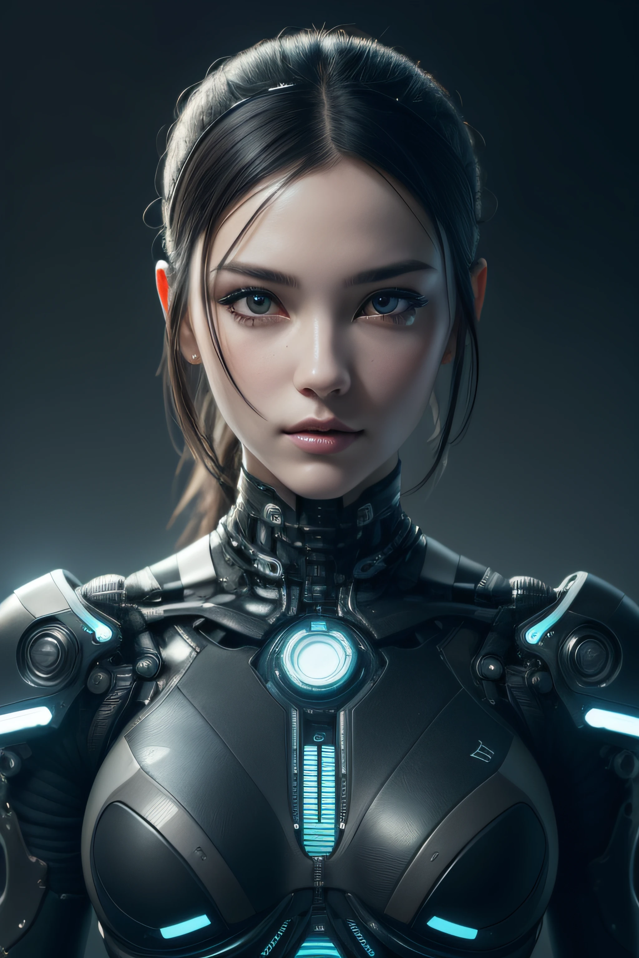 Centered portrait of an ultra detailed Mechanical Cyberpunk Female Android, looking into the camera, intricate, elegant, super highly detailed, smooth, sharp focus, no blur, no dof, extreme illustration, Unreal, full body (details), full body very detailed
