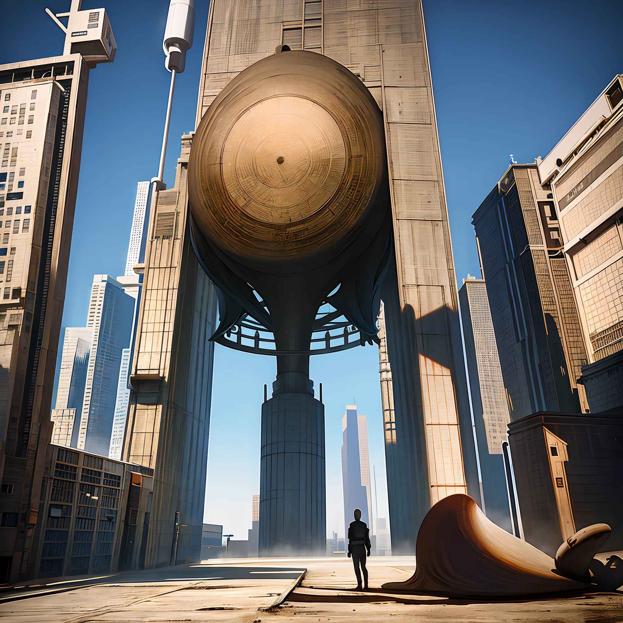 A giant clock on a plain. Each hour of this clock will represent a period of the centuries of humanity, starting there with the dinosaurs until we reach a dystopian, cyberpunk future. Each hour of the clock should have a picture of different lost of humanity. Realistic. Ultra realistic. Colorido. Wallpaper.