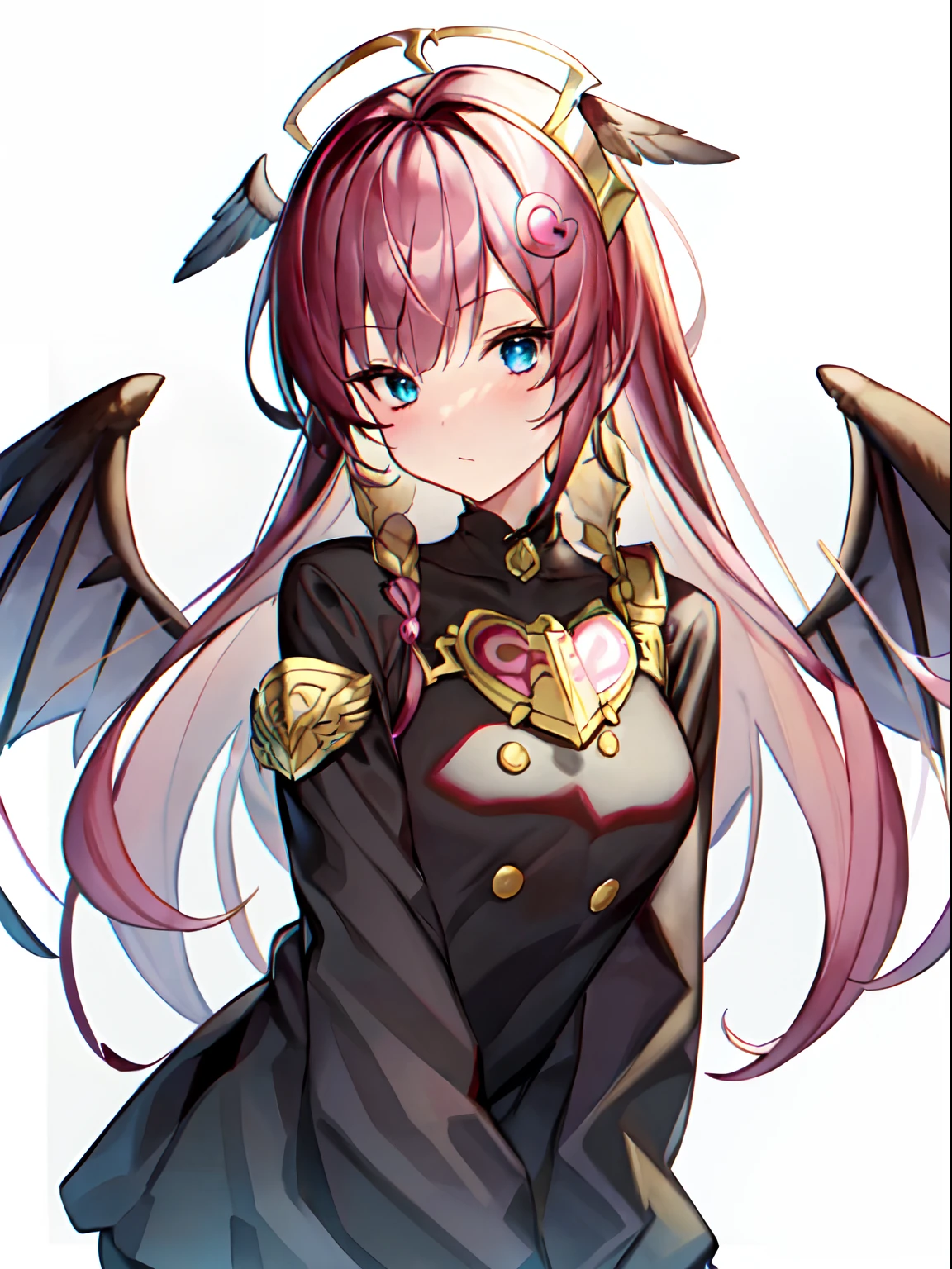 HighestQuali，Highest image quality，4 k hd wallpaper，Kizi(kabi_style,(Detailed depiction of the face：1.3)，（shelmet：1.7),（black eye mask），（Gold chest patch：1.3），（Wings of a six-winged angel：1.3），（Pink streamers：1.3）,（Detailed description of the box），（full bodyesbian：2）)