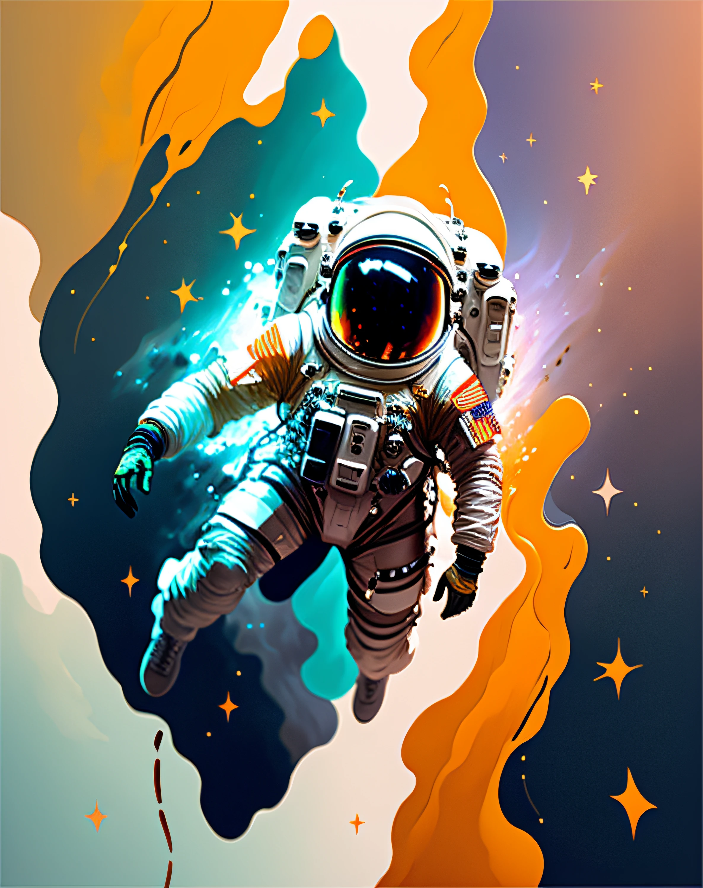 astronaut, climbing the asteroid, character render, ultra high quality model, ethereal background, abstract beauty, explosive volumetric, oil painting, heavy strokes, paint dripping