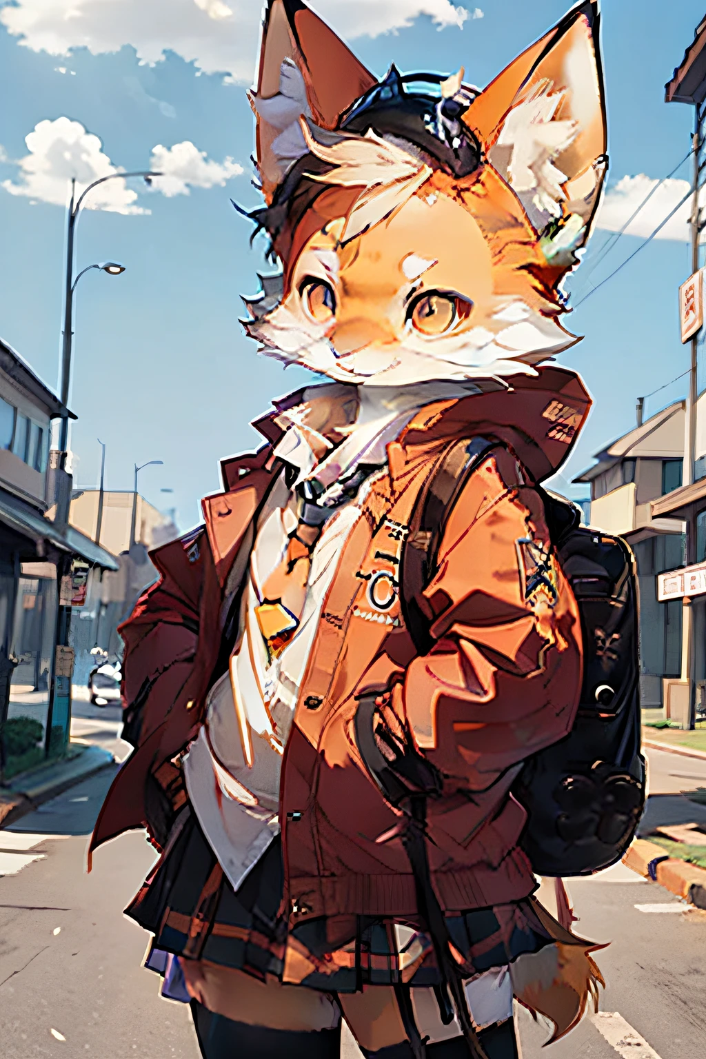 Unhappy fox,schoolgirls