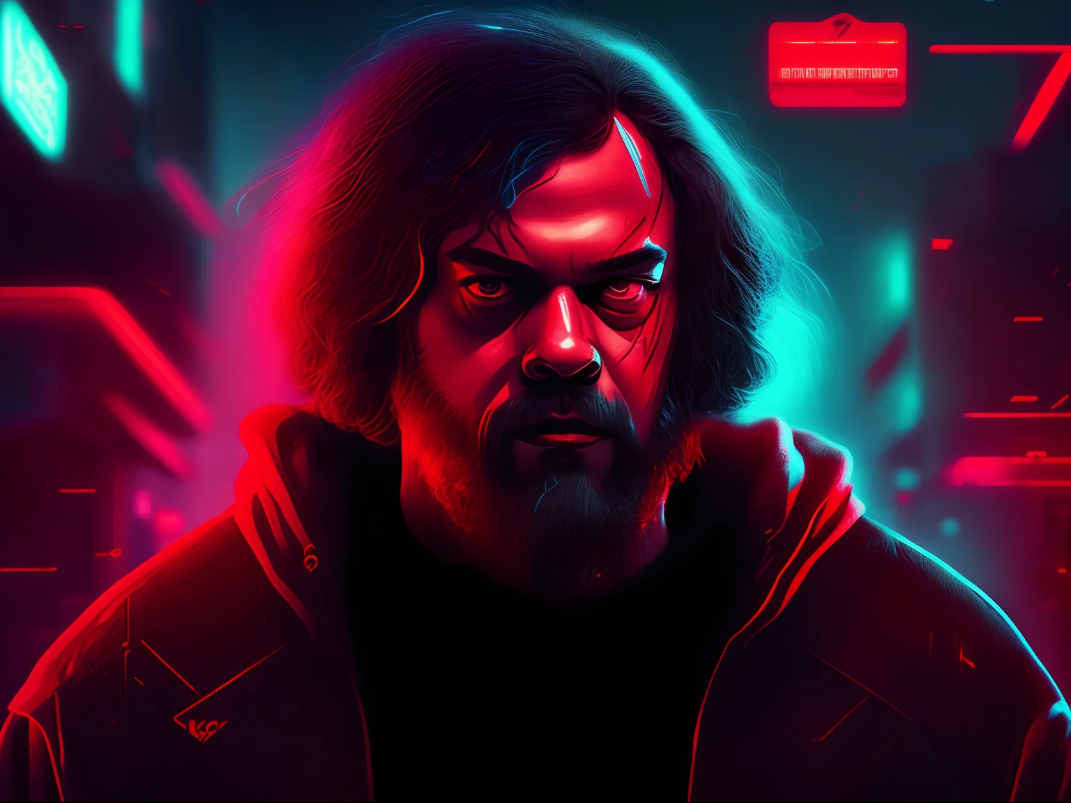 Socrates, Cyberpunk, 8k, with red lights,
with buildings in the background