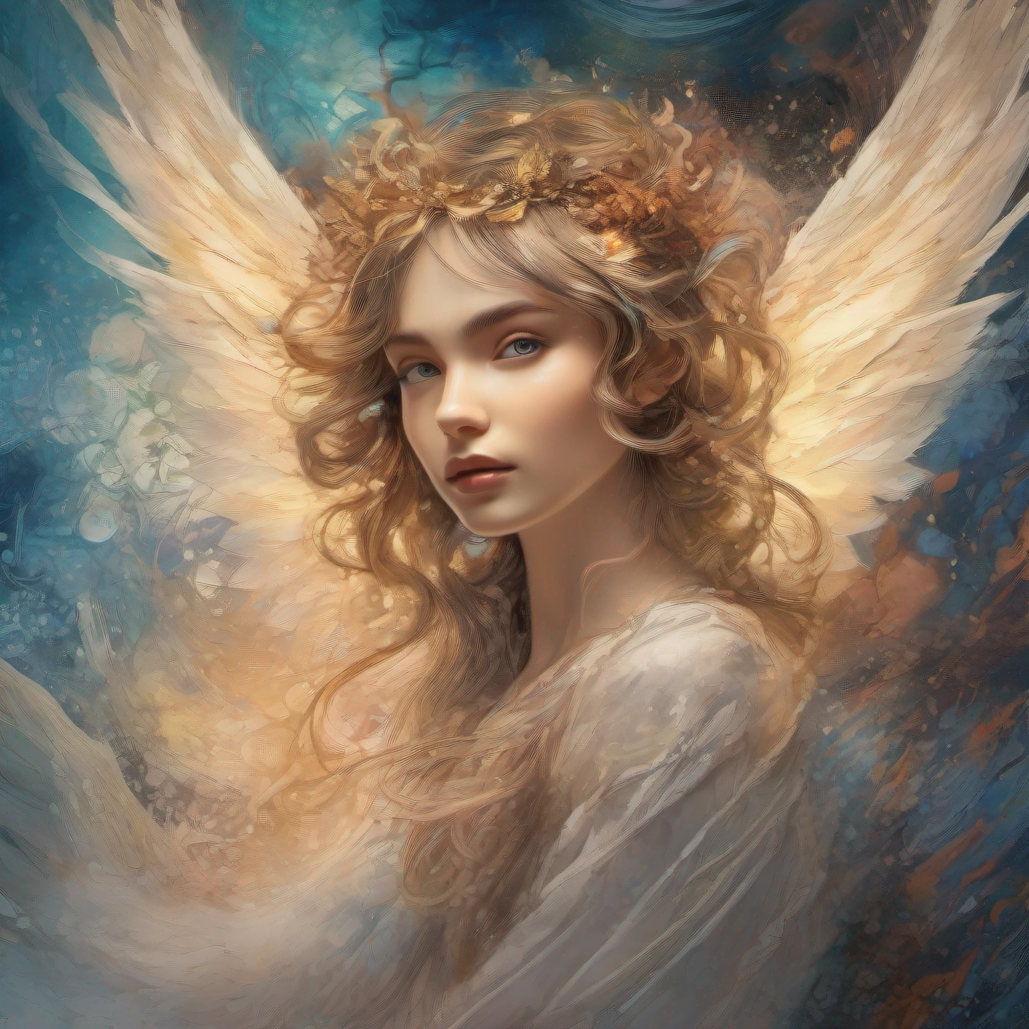 (((splash art style, Beautiful angel girl, melted and blended in  alcohol ink and Mandala paint design))) detailed painting of a mandala as a background))) Nikon Z 14mm ultra-wide angle lens, award-winning glamour photograph, ((best quality)), ((masterpiece)), ((realistic)), geometric forms, subsurface scattering, radiant light rays, high-res, detailed facial features, high detail, sharp focus, smooth, aesthetic, extremely detailed, angle ,glowing ,UHD,   vivid colors ,Arthur Rackham, Dr. Seuss ,  Norman Rockwell, magic  ,digital illustration