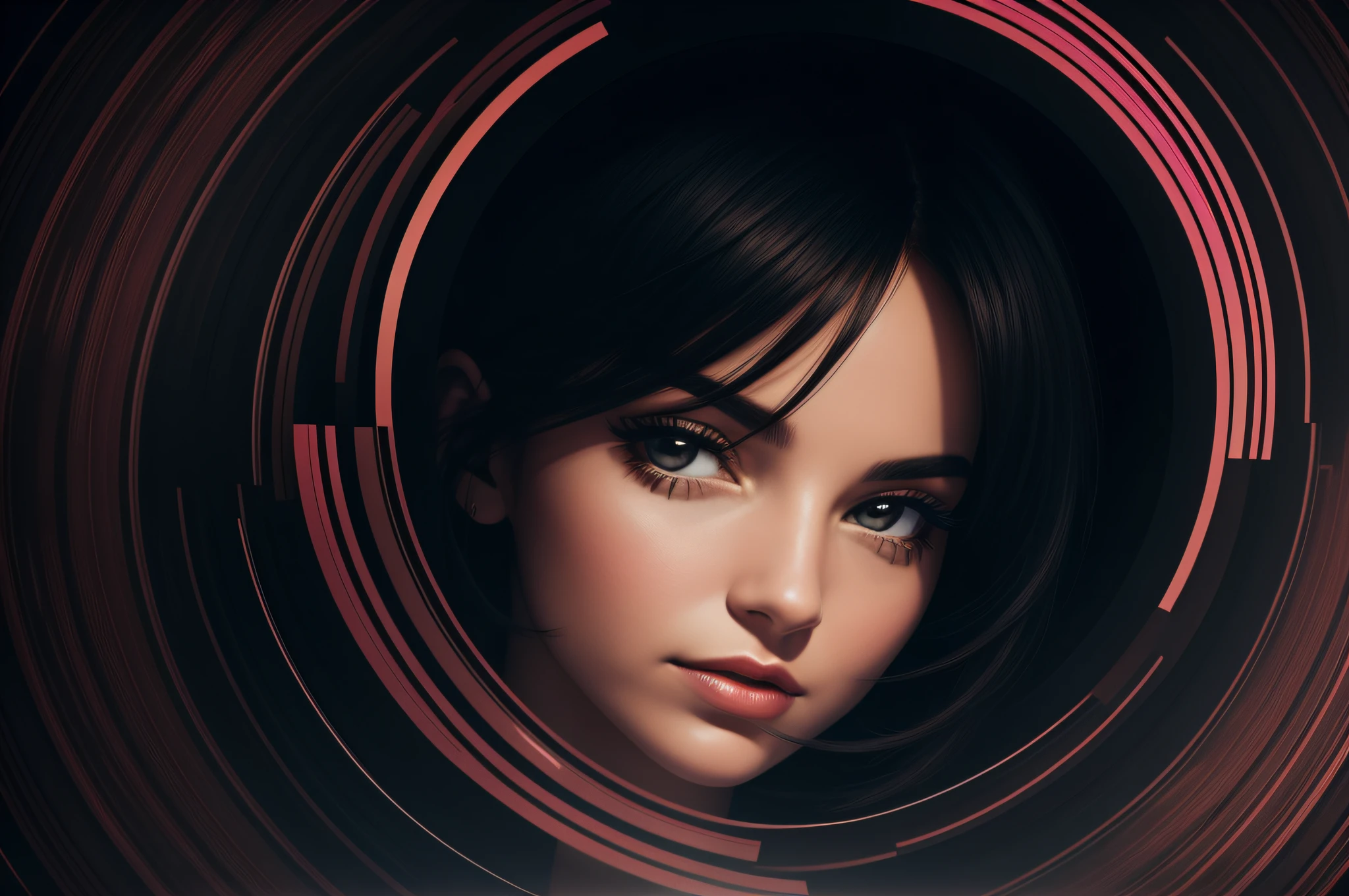 Photo of a woman, New York, in the style of circular abstraction