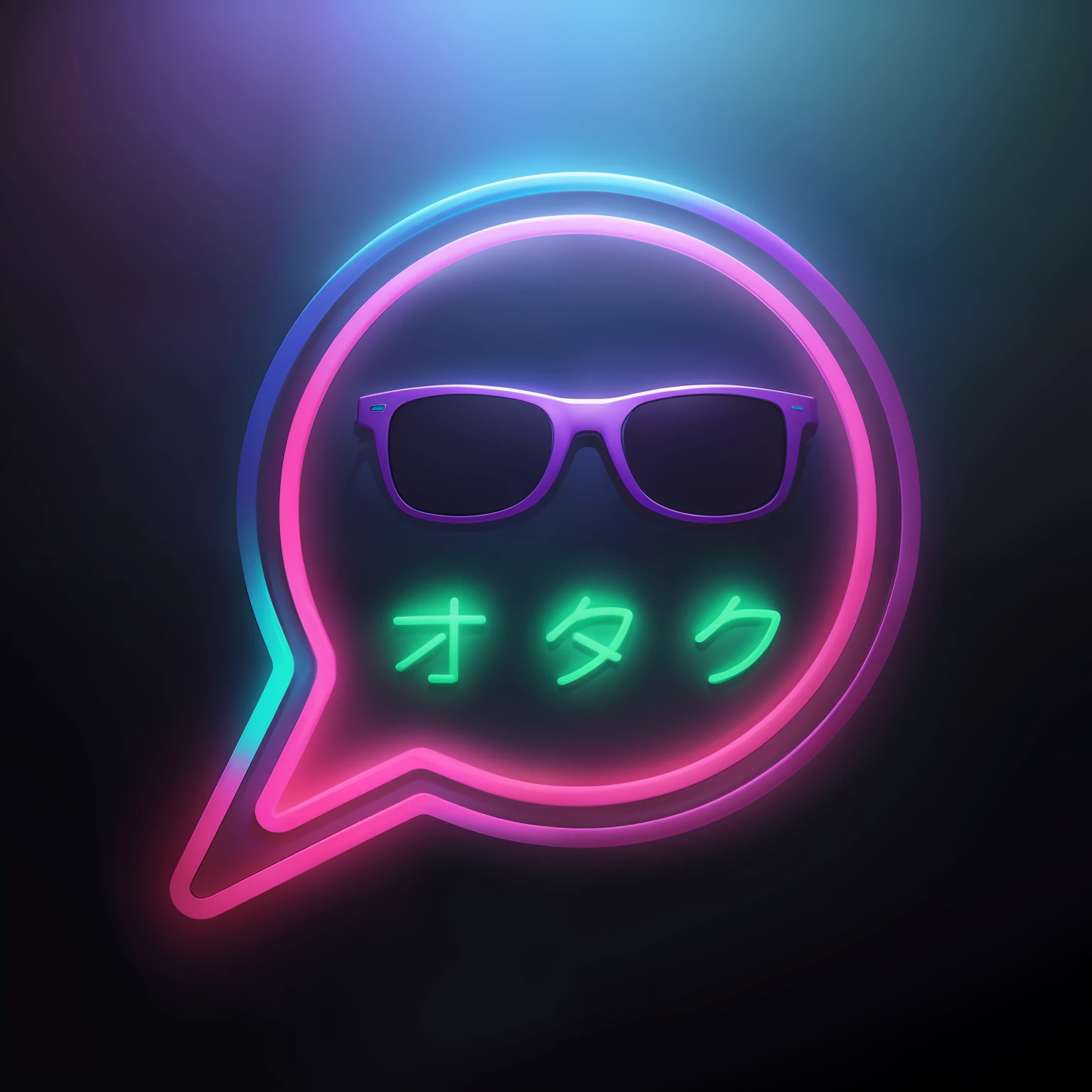 Logo, neon roxo, Azul Neon, chat symbol, oculos