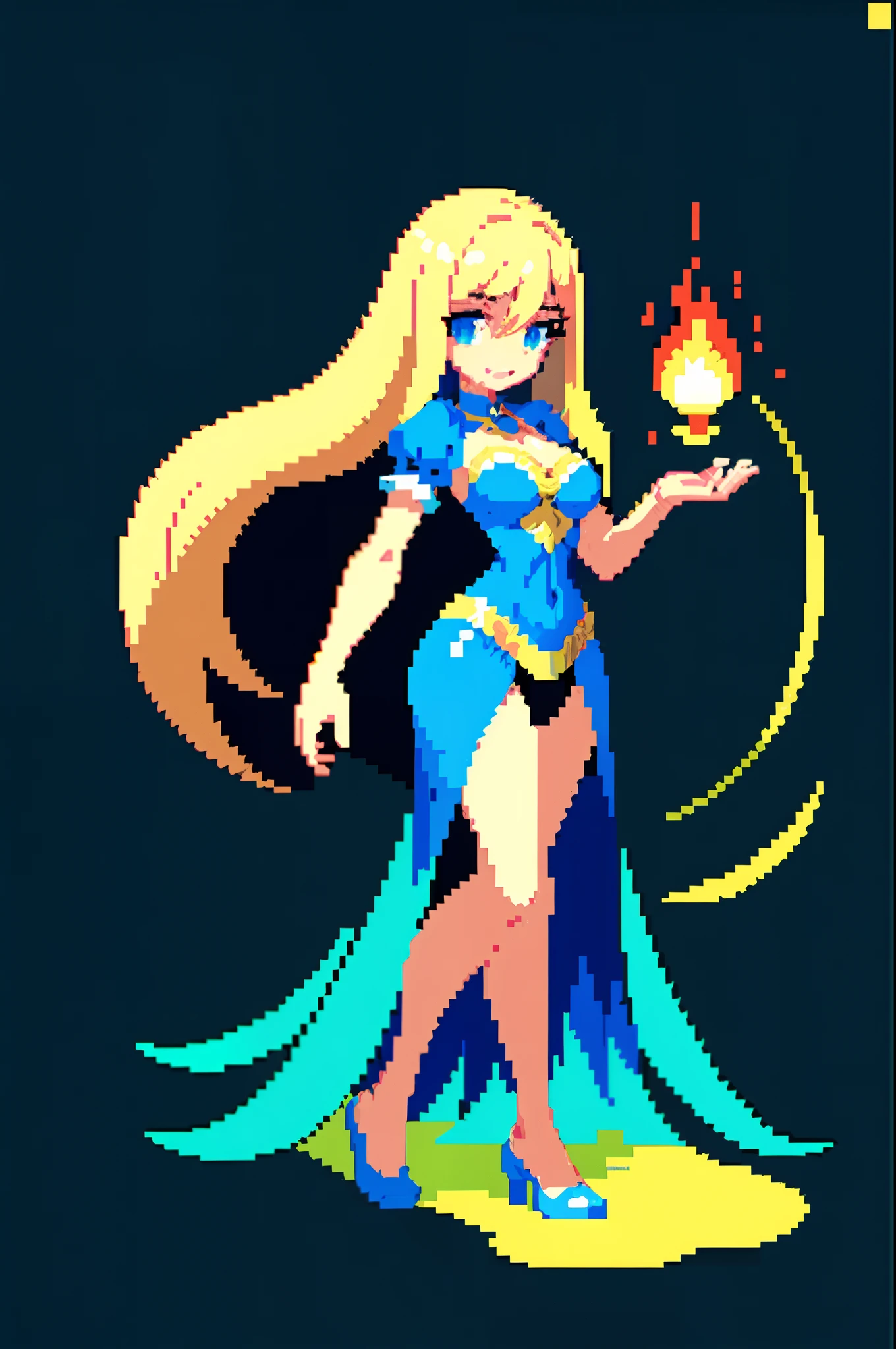 (master part, best quality, best quality), pixel, pixel Art, uma menina, corpo inteiro, fantasia sombria