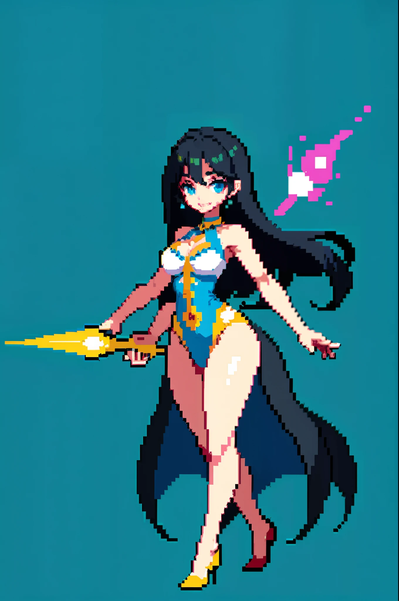 (master part, best quality, best quality), pixel, pixel Art, uma menina, corpo inteiro, fantasia sombria