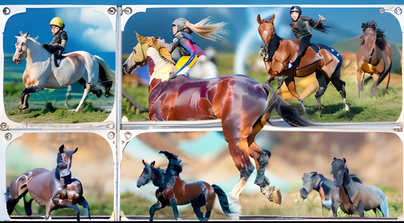 8 horses,Ultra-grand scenes,super wide shot,1#cavalos,2#cavalos,3#cavalos,4#cavalos,5#cavalos,6#cavalos,7#cavalos,8#cavalos。Eight extremely special and rare horses surround each other,A large herd of horses galloped ahead,Gallop across the steppe like a clock。The vast plains of the epic scene are rich in aquatic plants,In the distance is the snow-capped summit of Mount Everest,Snow creek flows into the sea,At the other end is the magnificent giant city,The horse team entered and exited from the city gate。The Lightcast Pegasus from the Supreme Heaven has a rainbow aperture from the Supreme Heaven,She rides between light and pure,No additional ornaments are needed to highlight her dignity and holiness,Even the sky showed her a clear sky,She has a deep enmity with the nightmare heavy ride from hell,The two never put their heads next to each other,Surrounded by sulphurous flames, the Hellmare Heavy Ride makes every time a horse's hooves fall, stepping flat grass out of the lava from the ground,The sky in the steppe is brighter,It makes the earth deeper。The wind wings of the wind elf horse let its position be erratic,She carries a cyan aperture lightly and always can't help but tease the mechanical horse,The mechanical horse is full of mecha beauty,The shoulder back position always reveals delicate mechanical fittings,Four kicks with a hydraulic pump and electromagnetic ejection device。Unicorns want to steal all horses from their pure and flawless beauty,But on the side, the fairy dragon horse is comparing with it,Their unique elven-patterned armor and colorful saddles make them the most stylish horses。The female knight is charging on her knightly warhorse,Her lofty ideals made her will unstoppable,There is no doubt that she is the protagonist of this picture。And a chaotic horse from uncharted territory,It blends in and has a weird style and chaotic colors that are almost unimaginable,This gives the whole picture an extremely dangerous uncertainty,The slightest mistake c