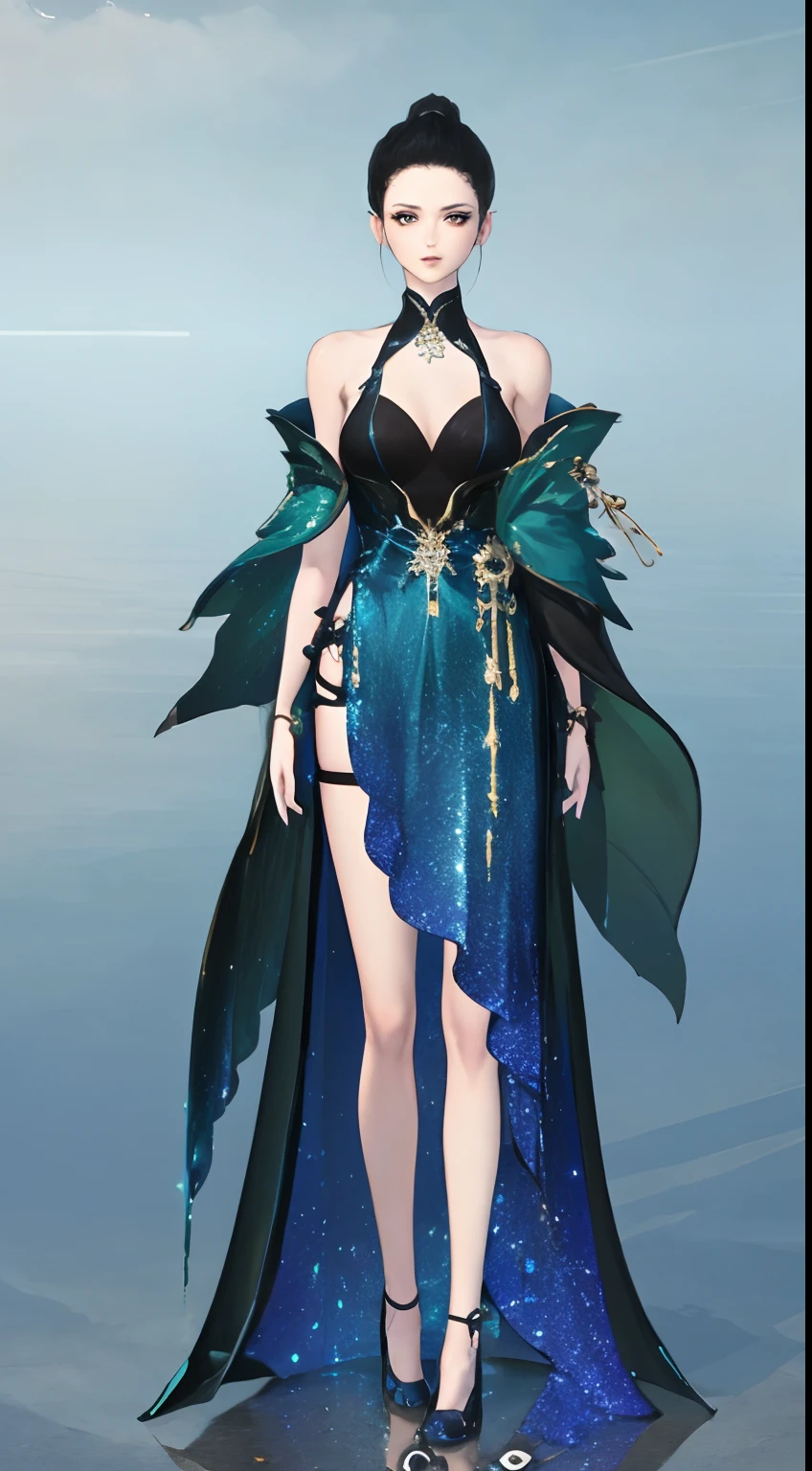 1 woman(beauitful face)、Full body standing painting,独奏,Transparent background,Game character costume design,Gorgeous dress、Multi-layered fish scale sequins,high detal,cinematic colorgrade,Ultra photo realsisim,Digital SLR,white backgrounid,Ultra-high resolution,Sharp focus,tmasterpiece,hdr,8K,(The is very detailed的 CG unified 8k 壁纸)
