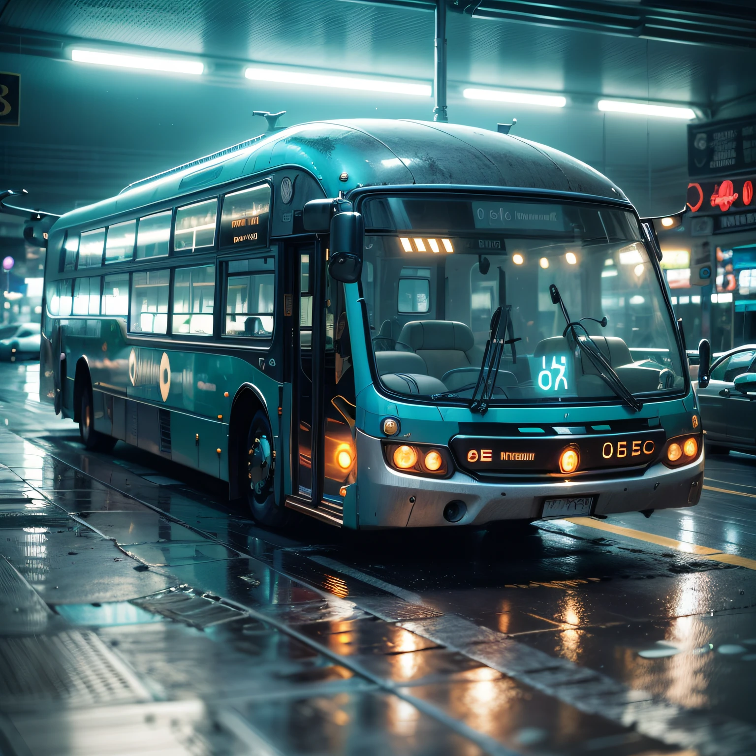 futuristic bus, brancos de fundo, Corpo Steampunk, detalhes intrincados, Magnificent, cinemactic, high resolution, 4k,