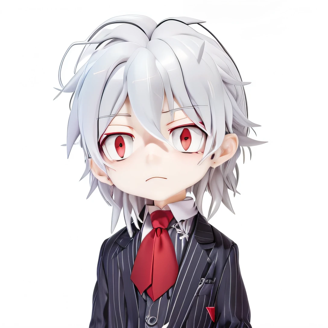 Anime boy with white hair and red tie in a suit, nagito komaeda, kaworu nagisa, neferpitou, hajime yatate, a silver haired mad, he has dark grey hairs, nagito komaeda from danganronpa, inspired by Okumura Togyu, kaneki ken