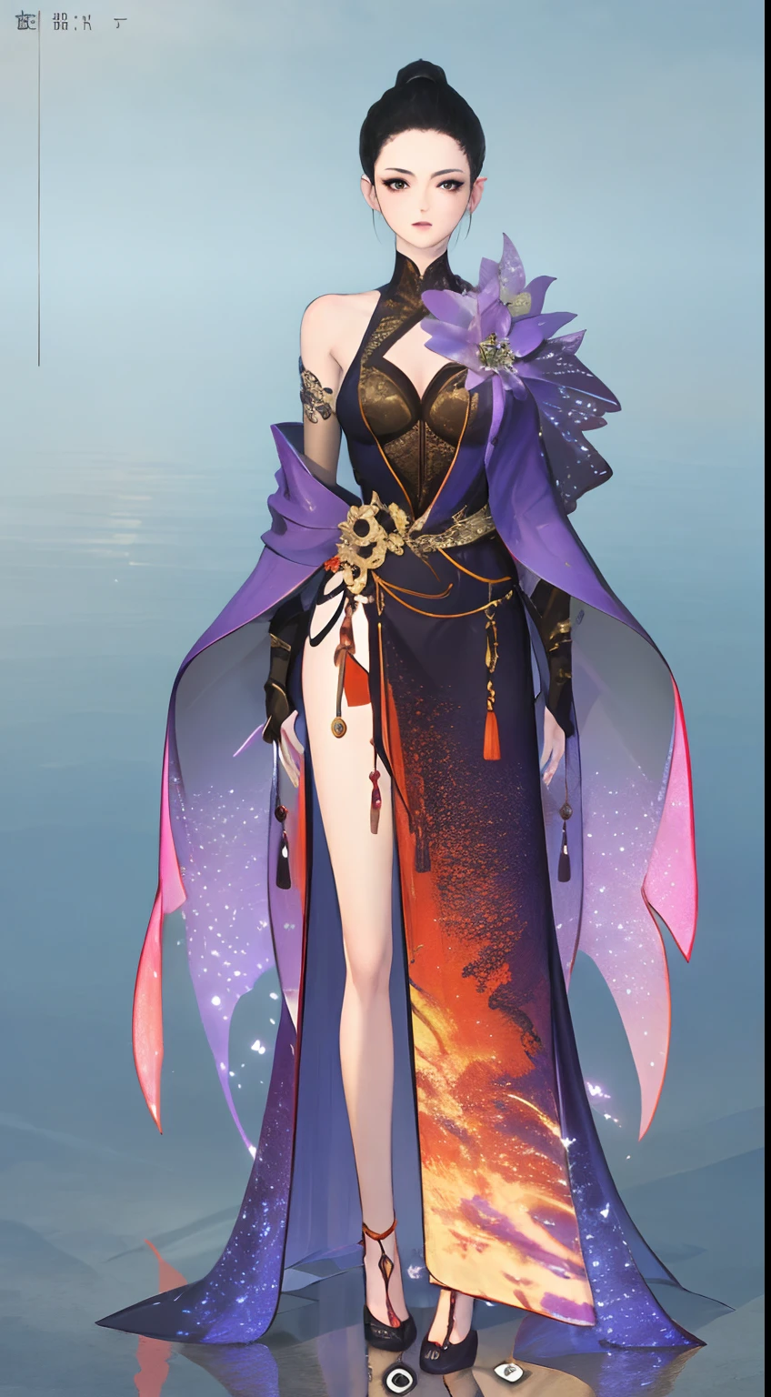 1 woman（beauitful face）、Full body standing painting，独奏，Transparent background，Game character costume design，Gorgeous dress、Multi-layered fish scale sequins，high detal，cinematic colorgrade，Ultra photo realsisim，Digital SLR，white backgrounid，Ultra-high resolution，Sharp focus，tmasterpiece，hdr，8K，（The is very detailed的 CG unified 8k 壁纸）