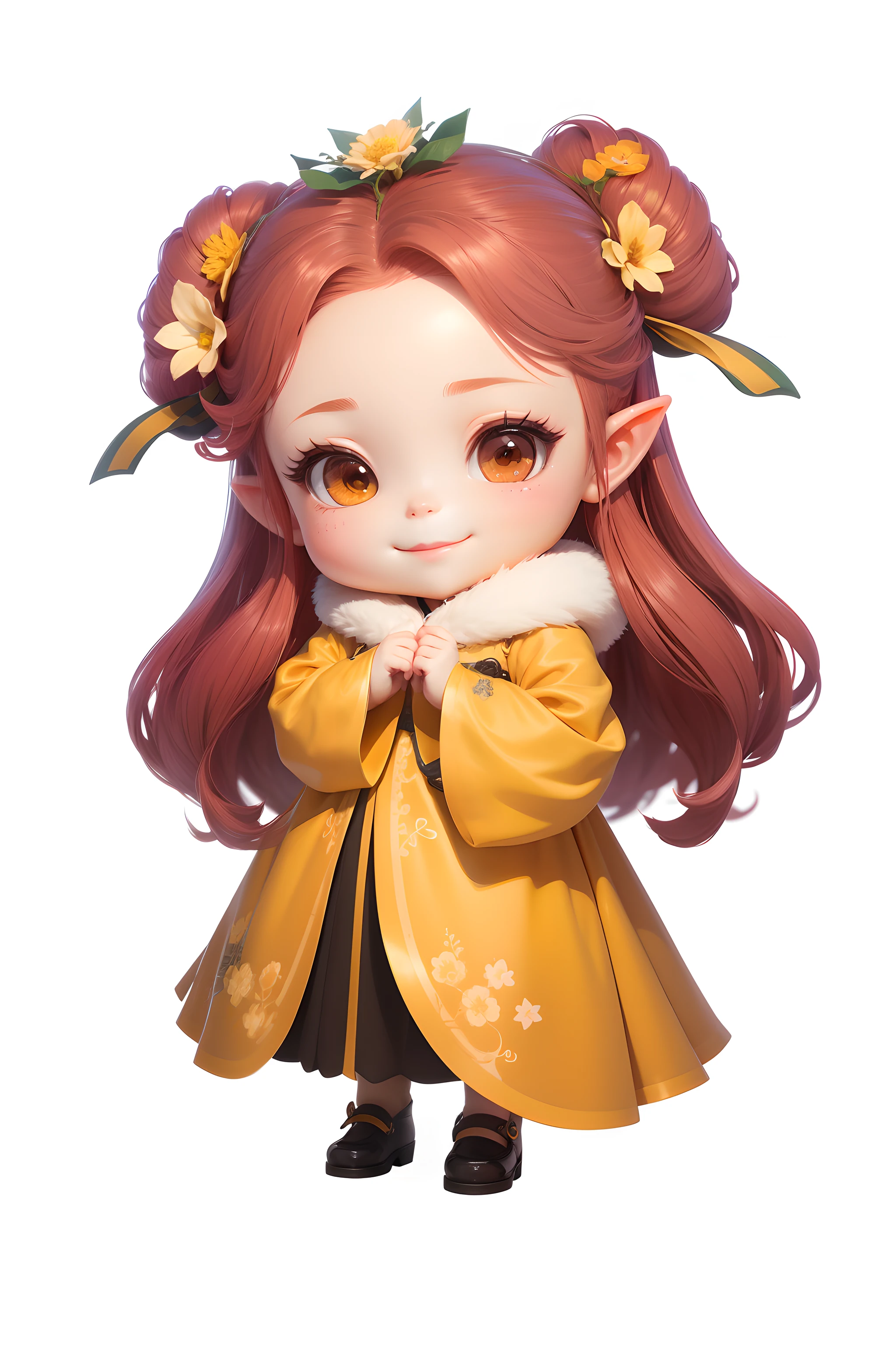 She smiled brightly,render of a cute 3d anime girl, cute character, Guviz, elf girl wearing an flower suit, render of april, Guviz-style artwork, lalafell, detailed character, Palace , A girl in Hanfu, guweiz masterpiece