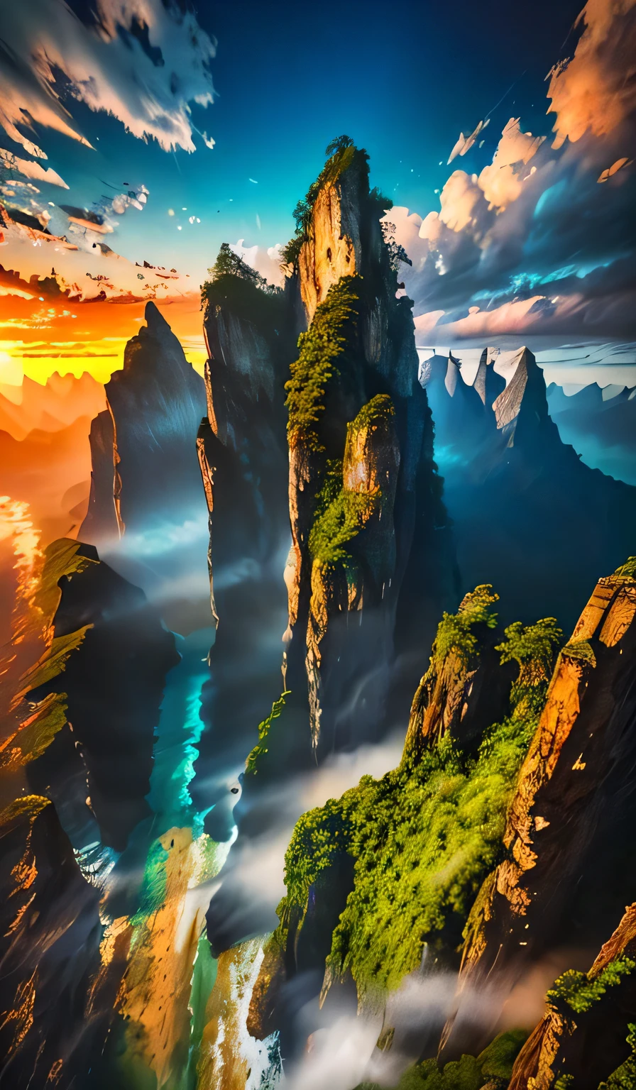 ((masterpiece)), (((best quality))), ((ultra-detailed)), (Amazing:1.1), beautiful, nature, sky and ground, heavy wind, windsweeped, line cloud,Light shoot from the cloud, in a lush remote folige jungle with jungle wildlife and fauna, award winning photo, BLN-L24, Exposure,High Contrast,Low Saturation,High Saturation 8k 3D, F 2.8 lens, Aerial View, Cinematic lighting
