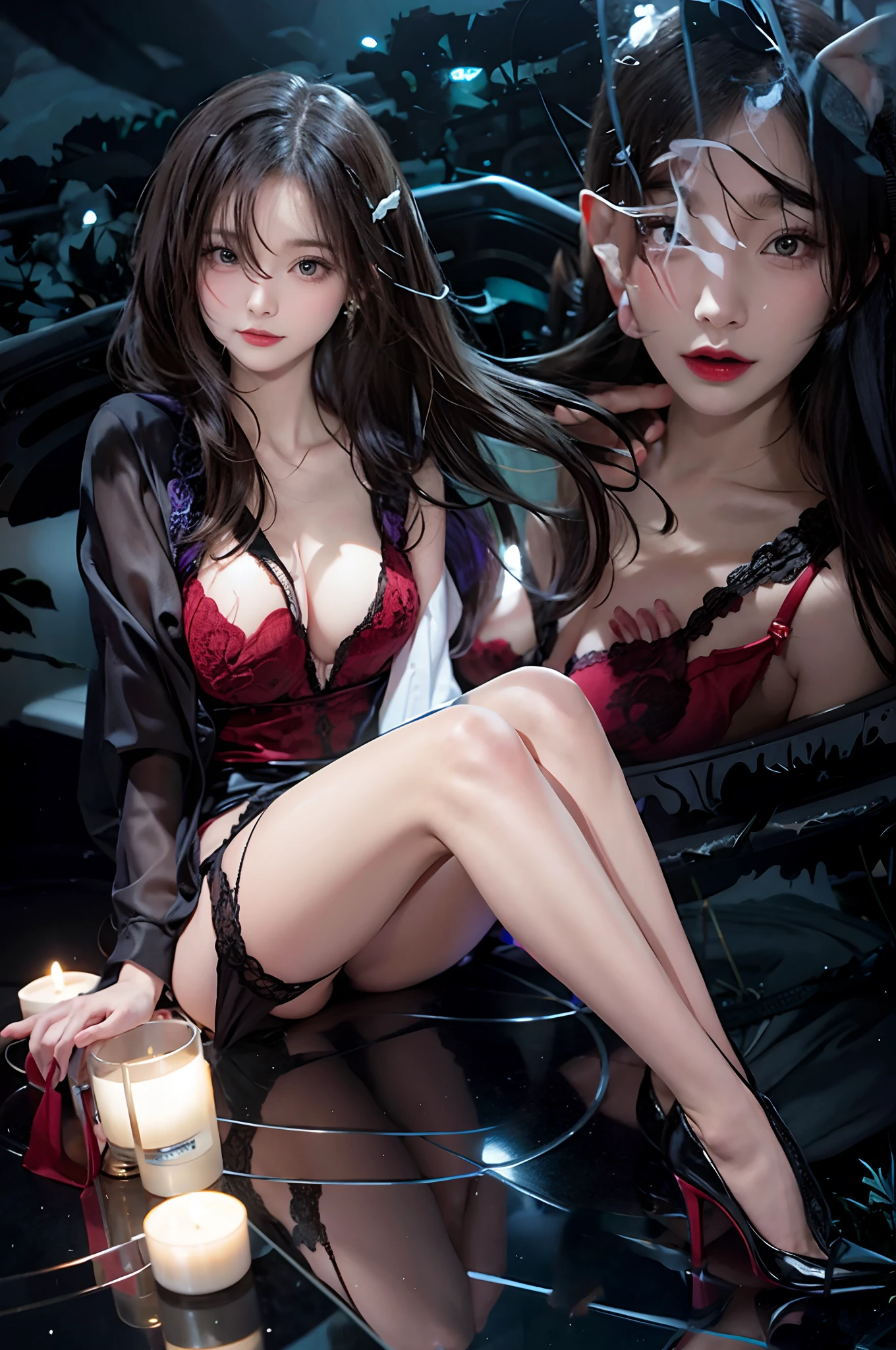 Mirror floor、Reflected legs、