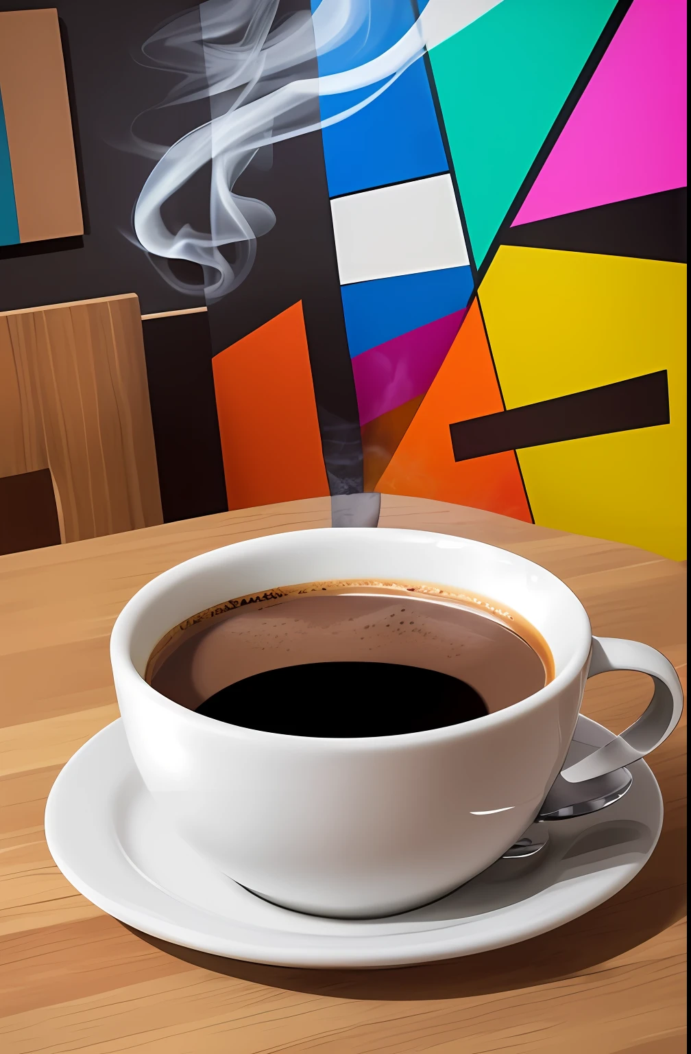 (CUP WITH COFFEE COMING OUT SMOKE WRITTEN WE COOFEE IN THE CUP ,AMBIENTE CAFETERIA SOFISTICADA ), Eduardo Kobra ,Romero Brito,The Filling Twins ,multidimensional geometric wall PORTRAIT, arte, Chibi,
Yang08k, lindo, Colouring,
Primary works, qualidade superior, melhor qualidade, Arte Oficial, Beautiful and Aesthetic, 512 K