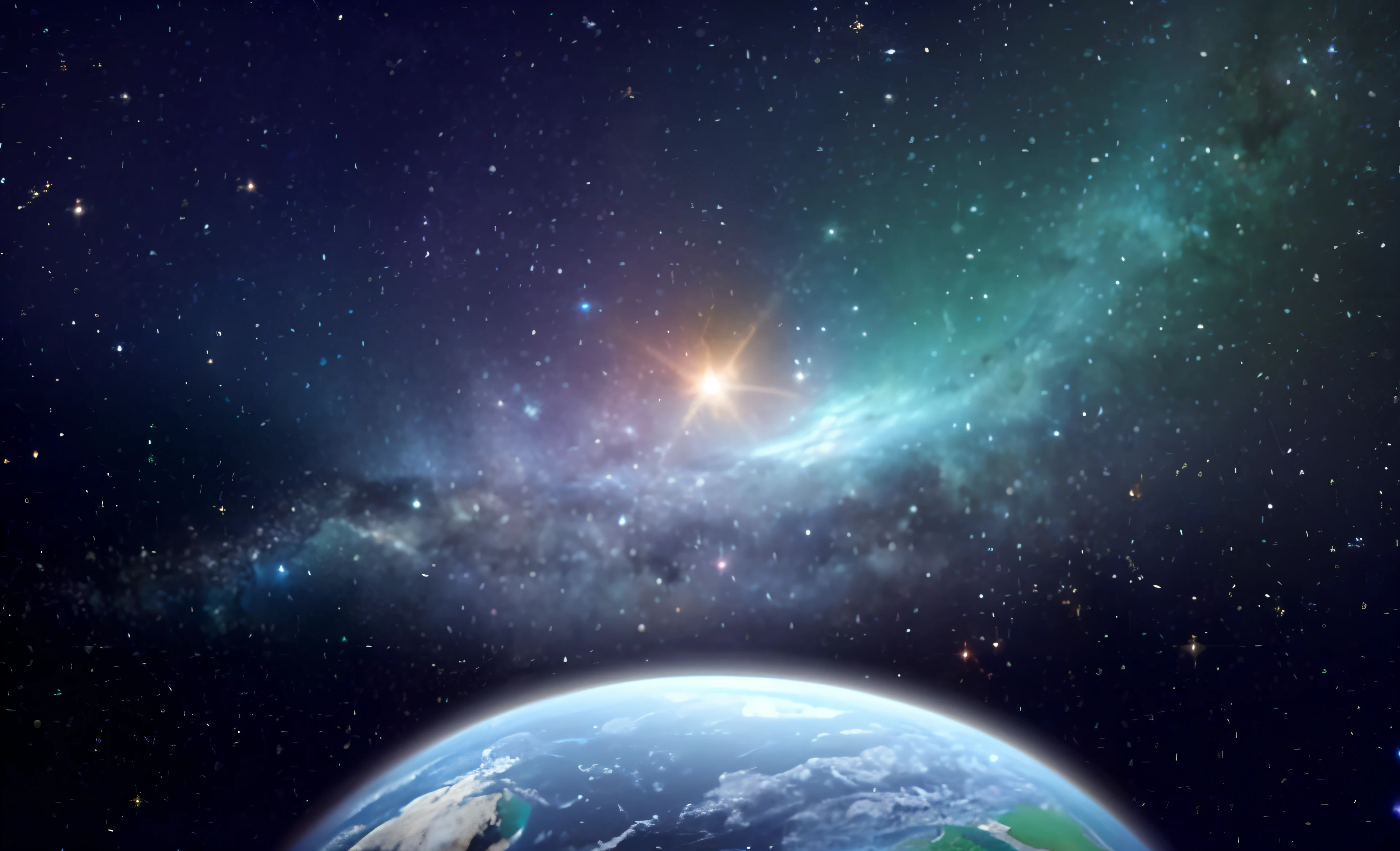 um close up de um planeta com uma estrela ao fundo, significado da vida do universo, earth in space, Realistic space, beautiful space, space photo, cosmic imagery, heaven planet in background, Universos Ascendentes, holographic space, SPACE MEDIUM, cosmic space, space sky, planeta e estrelas, alimenta-se de todo o cosmos, earth in the sky, holographic space