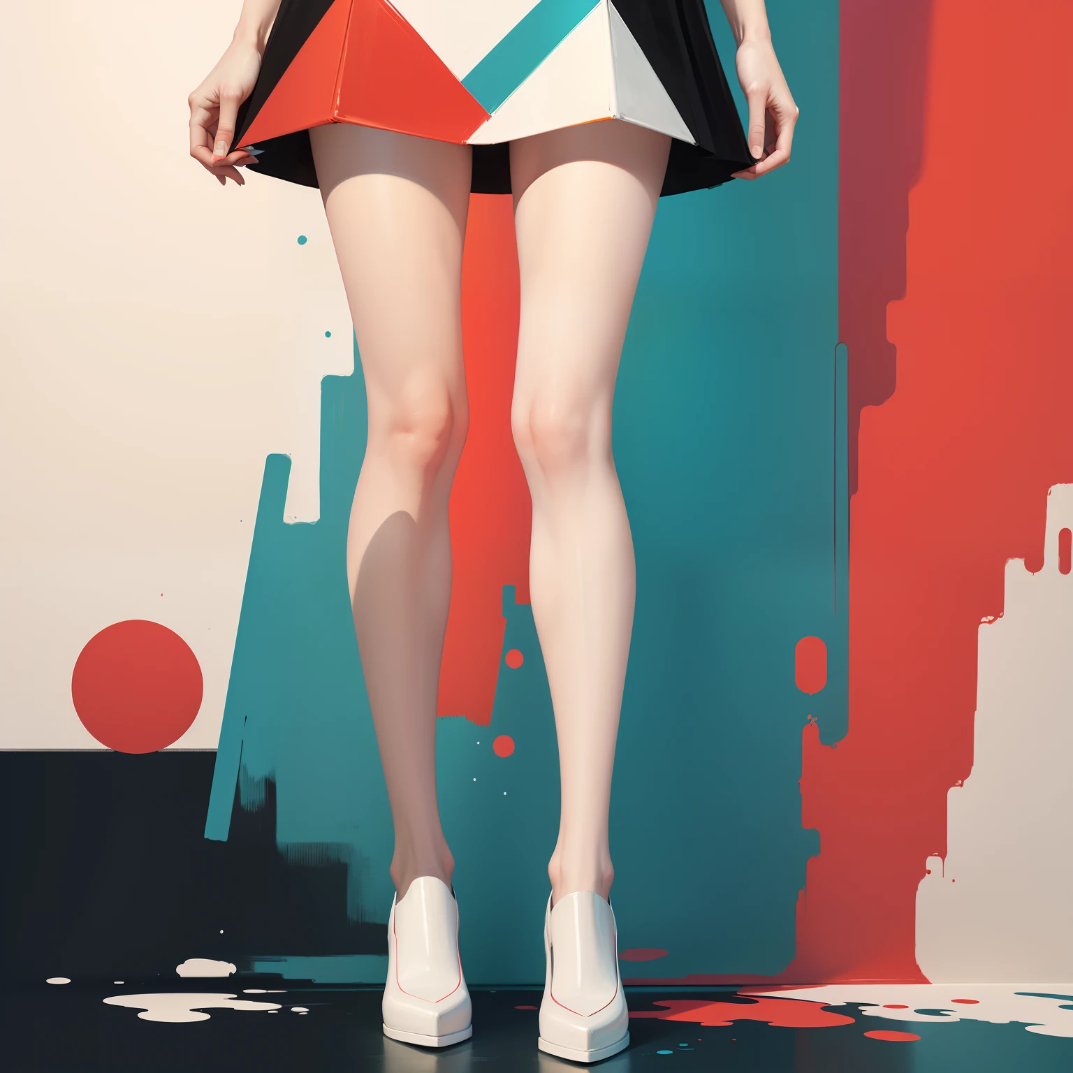 Draw a modern painting,Just draw a triangle and place it in the middle of the picture,Abstract style,Mondrian style,Use only lines,There are only four colors of red, Green, Blue and white,The proportions of the various colors are coordinated。OilPaintStyle。