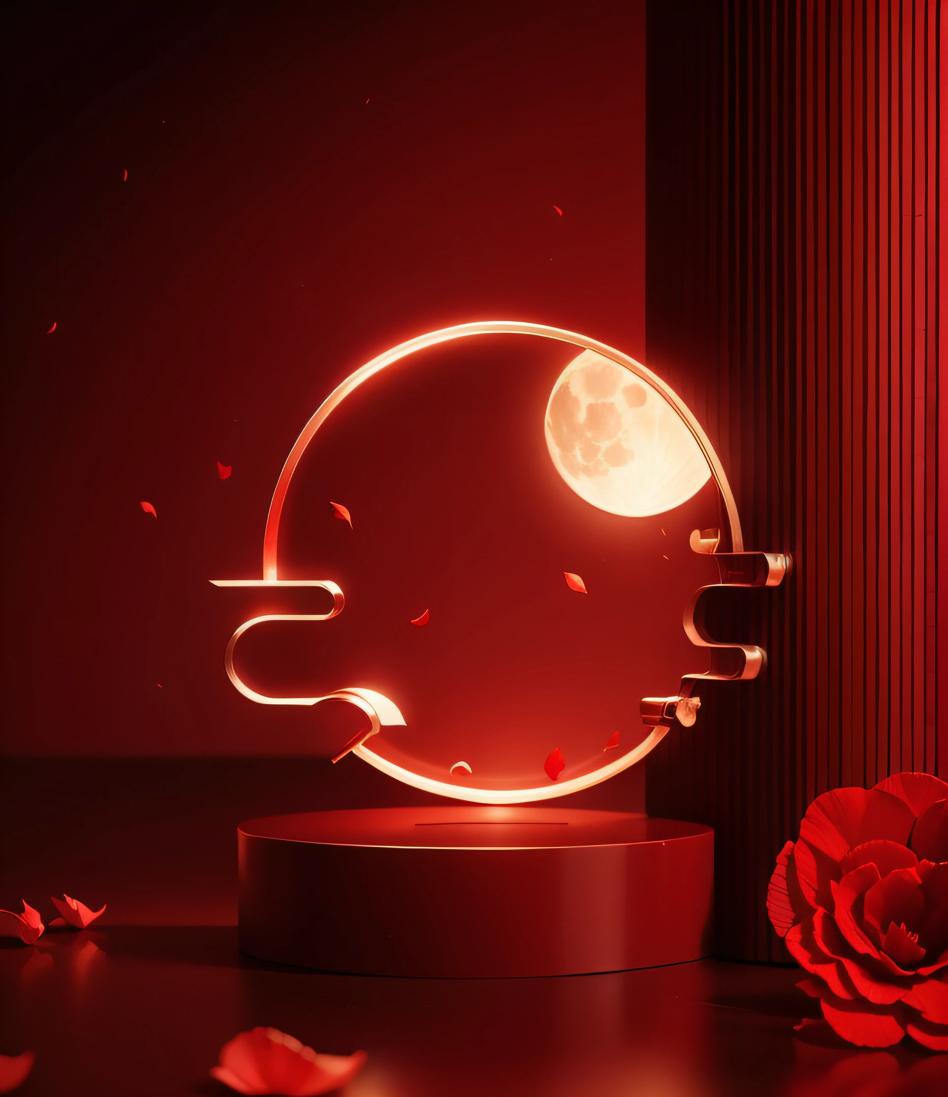 red colour，petals，themoon，lamplight，Lanterns，Texture