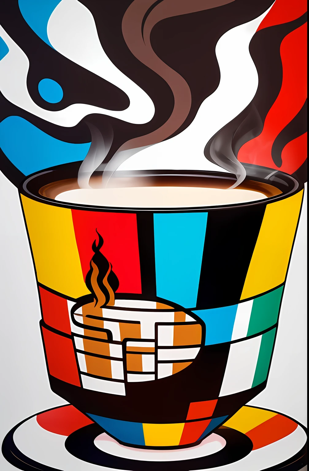 (CUP WITH COFFEE COMING OUT SMOKE WRITTEN WE COOFFE IN THE CUP ),  Eduardo Kobra ,Romero Brito,The Filling Twins ,multidimensional geometric wall PORTRAIT, arte, Chibi,
Yang08k, lindo, Colouring,
Primary works, qualidade superior, melhor qualidade, Arte Oficial, Beautiful and Aesthetic, 512k