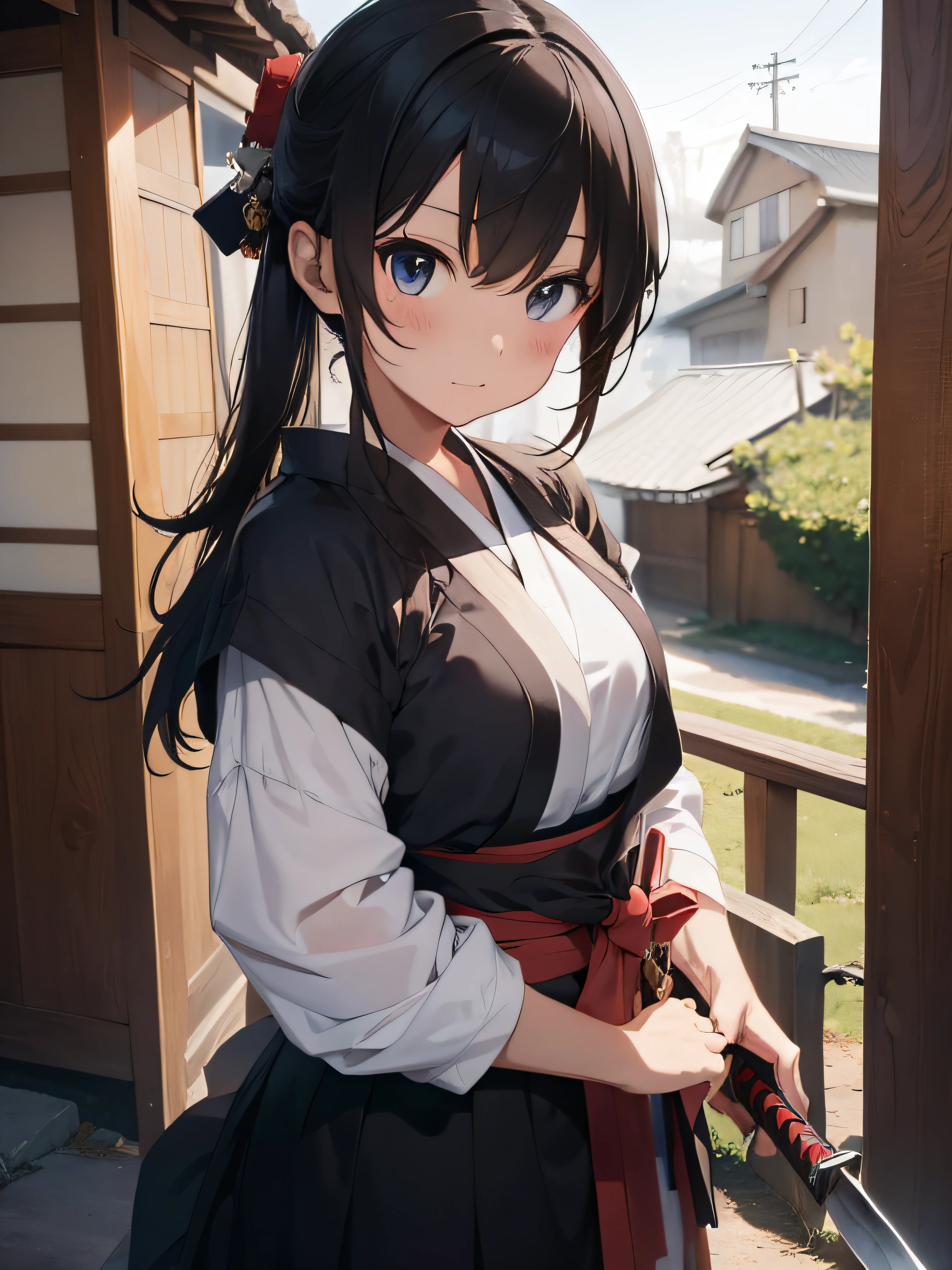 1 anime girl, samurai, with a sword
