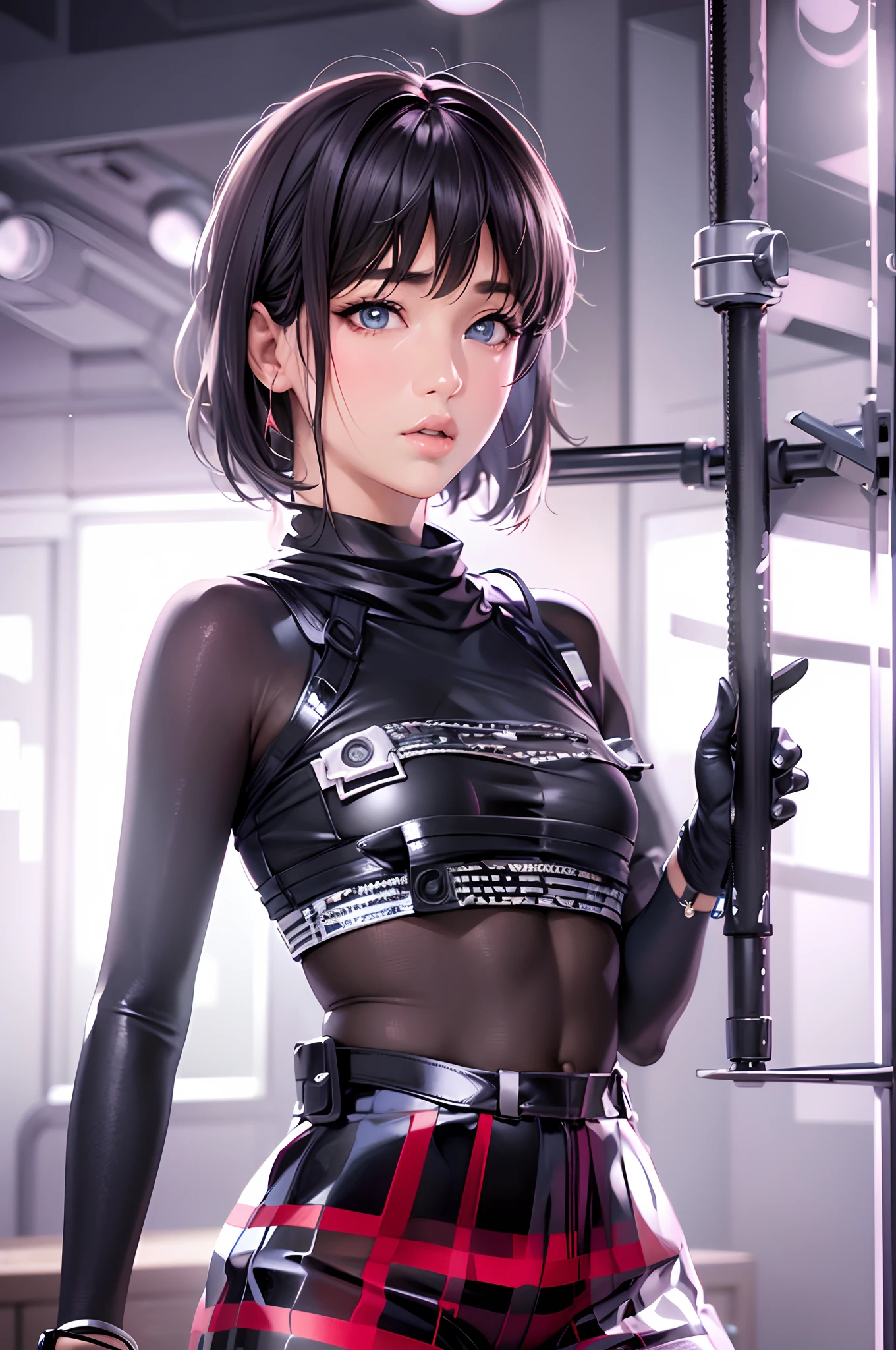 More realistic, better version of the image, change outfit, super sexy and tight outfit, ultra detailed, better background, stunning, hypnotic, wonderful