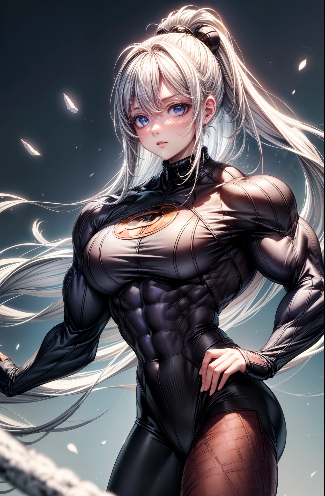 (BEST lighting) , (ultra intricately detailed) , 4K unification, (super-detailed CG: 1.2) , (8K: 1.2),(Original), (Masterpiece) , (Best quality),(Masterpiece:1.4),Anime-ish high quality,(Masterpiece),Masterpiece, Super clear picture quality,Clearer than movies,(Fine face)Best quality, absurderes,((masterpeace, 4K, 8K, Yes, A high resolution))1girll, schoolgirls,She was on an empty black field,standing on your feet,Exposing the abdomen, Crop topping,There are bulges of dense veins on the arms,Spring, Boots, Perfect figure, Long silver hair, Dynamic pose, ((body builder:1.5)),Heavy snow against a snowy background,(Beautiful bace),(Girl),(Female),(((Upper body:1)))