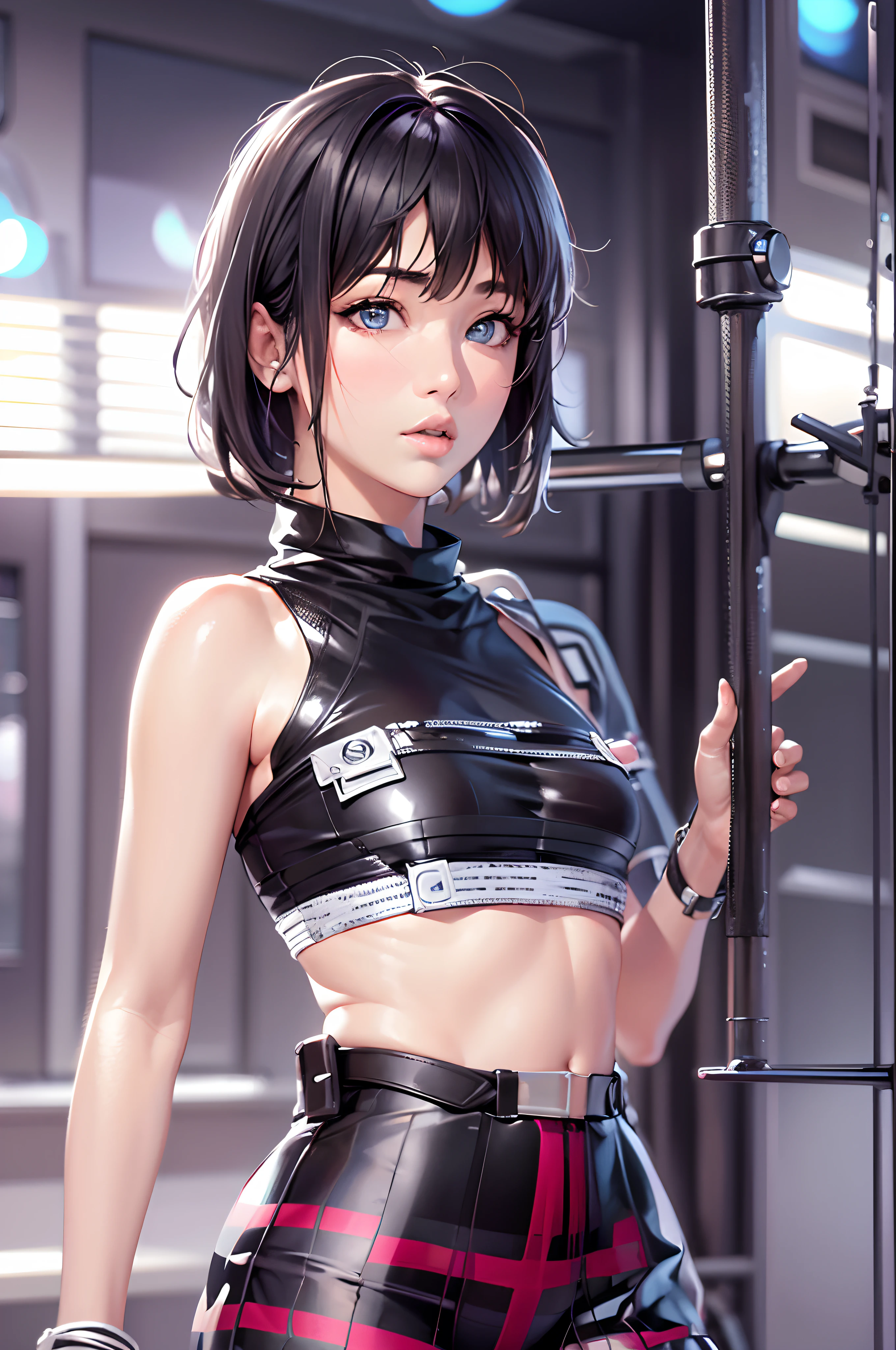 More realistic, better version of the image, change outfit, super sexy and tight outfit, ultra detailed, better background, stunning, hypnotic, wonderful