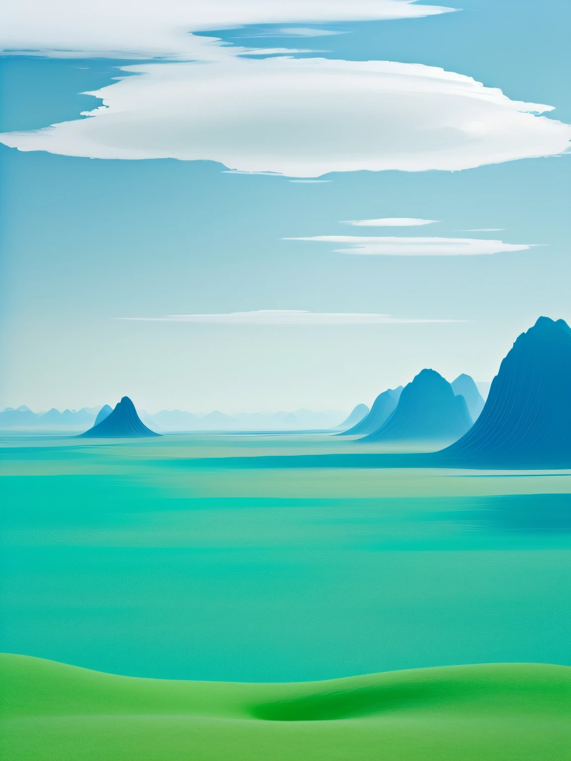 Vast tranquil views,Built by Scarlett Hooft Graafland,Works by Sergei Zabelin,A summer day of photography,Hyper-realistic、Ink painting style incorporating Chinese aesthetics。
