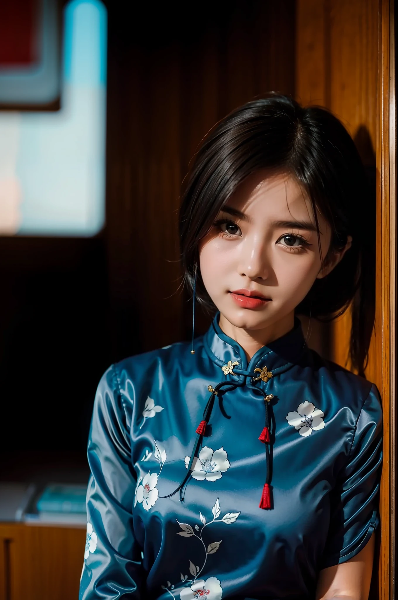 a girl,cheongsam