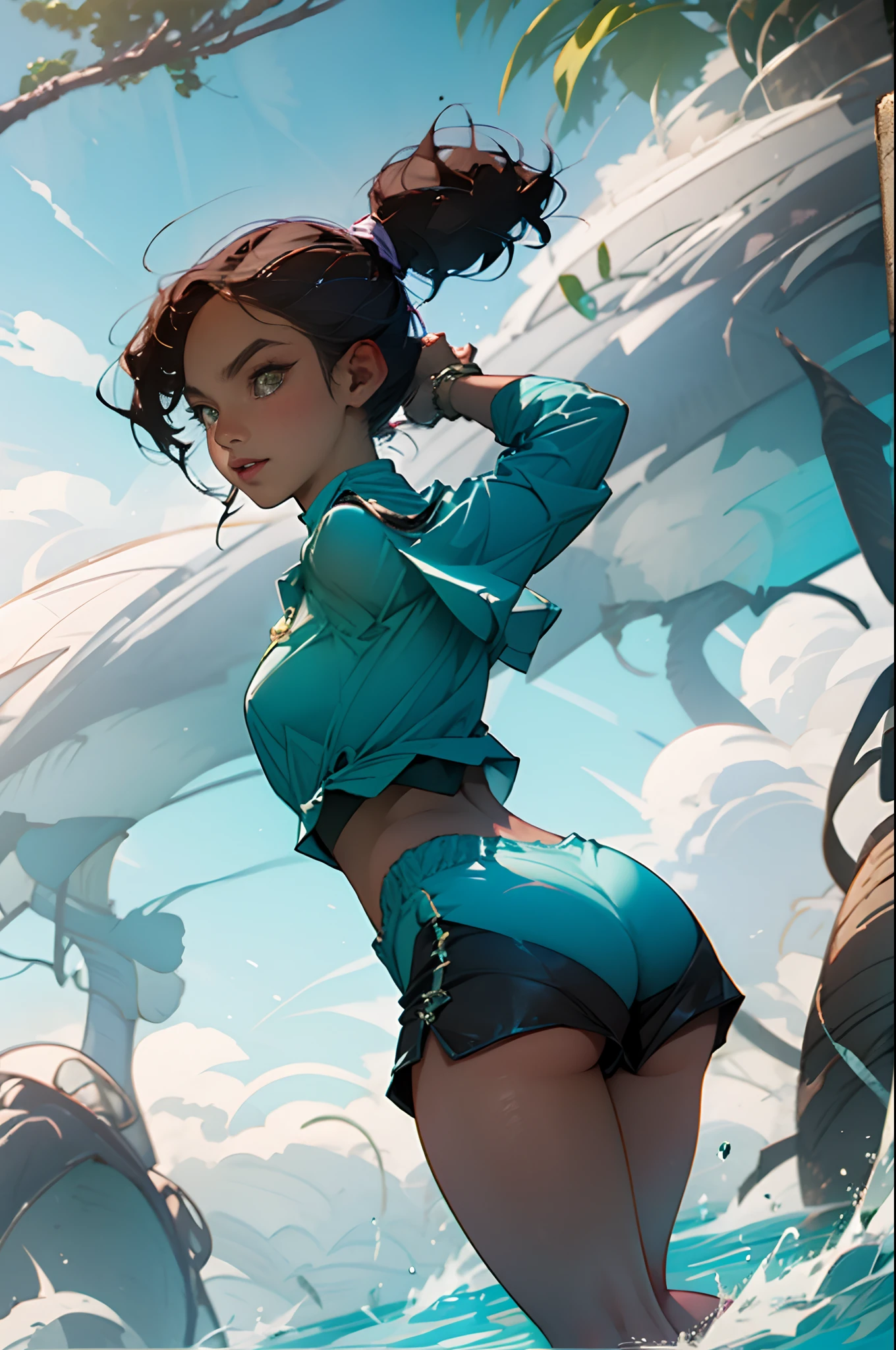 nami wearing booty shorts