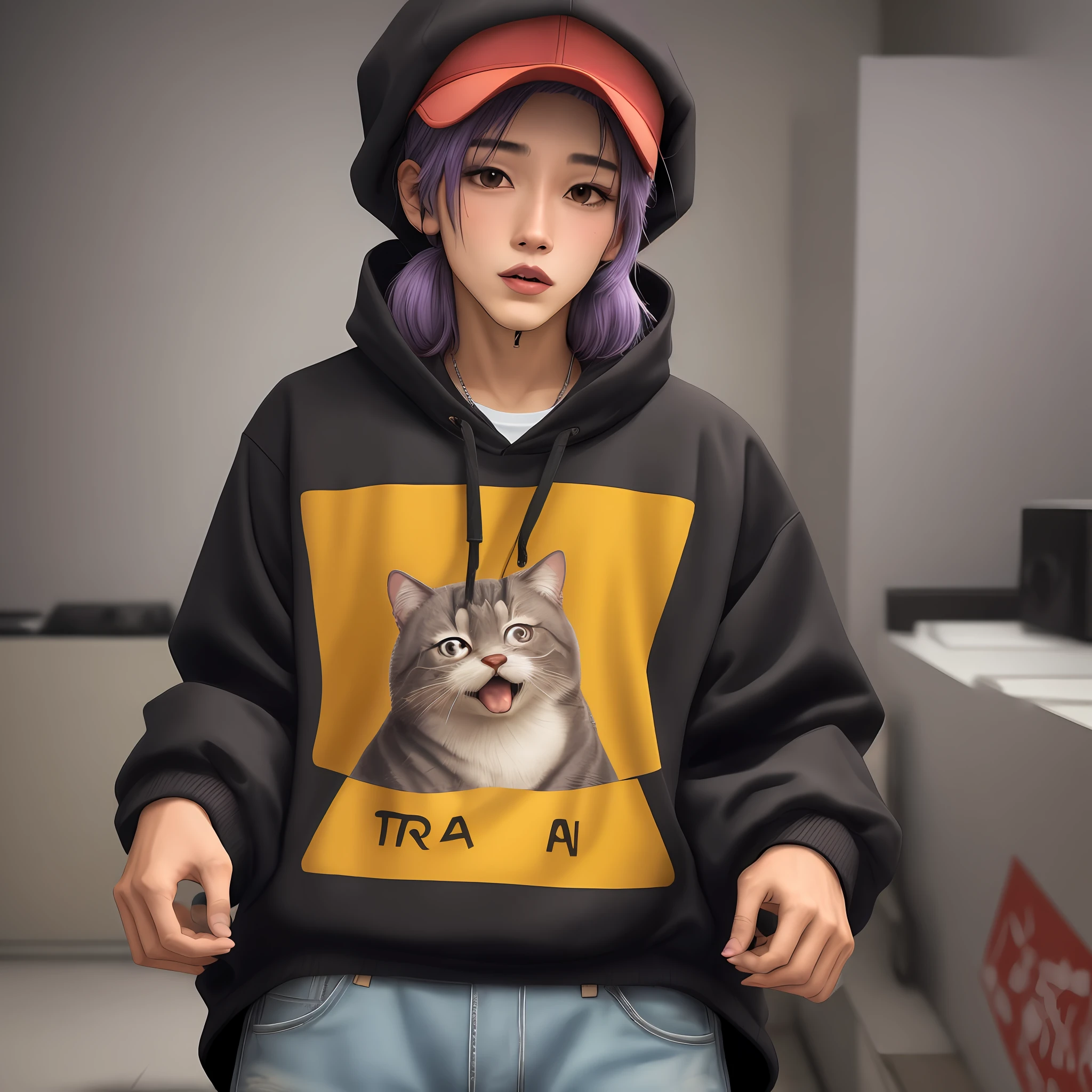 Animado, moletom roxo, trap