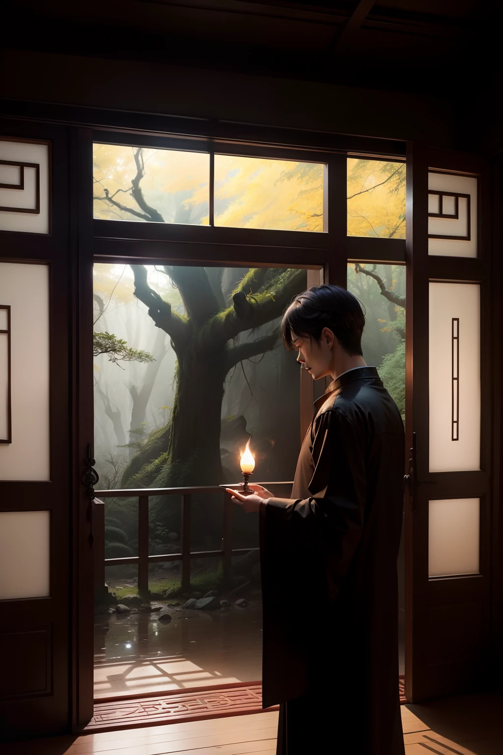 Li Yun walked through the dense woods,Came to the Temple of Shadows。He found the doors of the temple open,A faint candlelight peeks out from within。