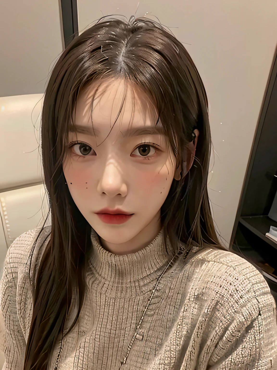 "((Best quality, Masterpiece)), Beautiful portrait of a 22 year old woman with perfect figure, Wearing black thigh leggings. Her delicate eyes (x1.1) and face (x1.2) mesmerising."
