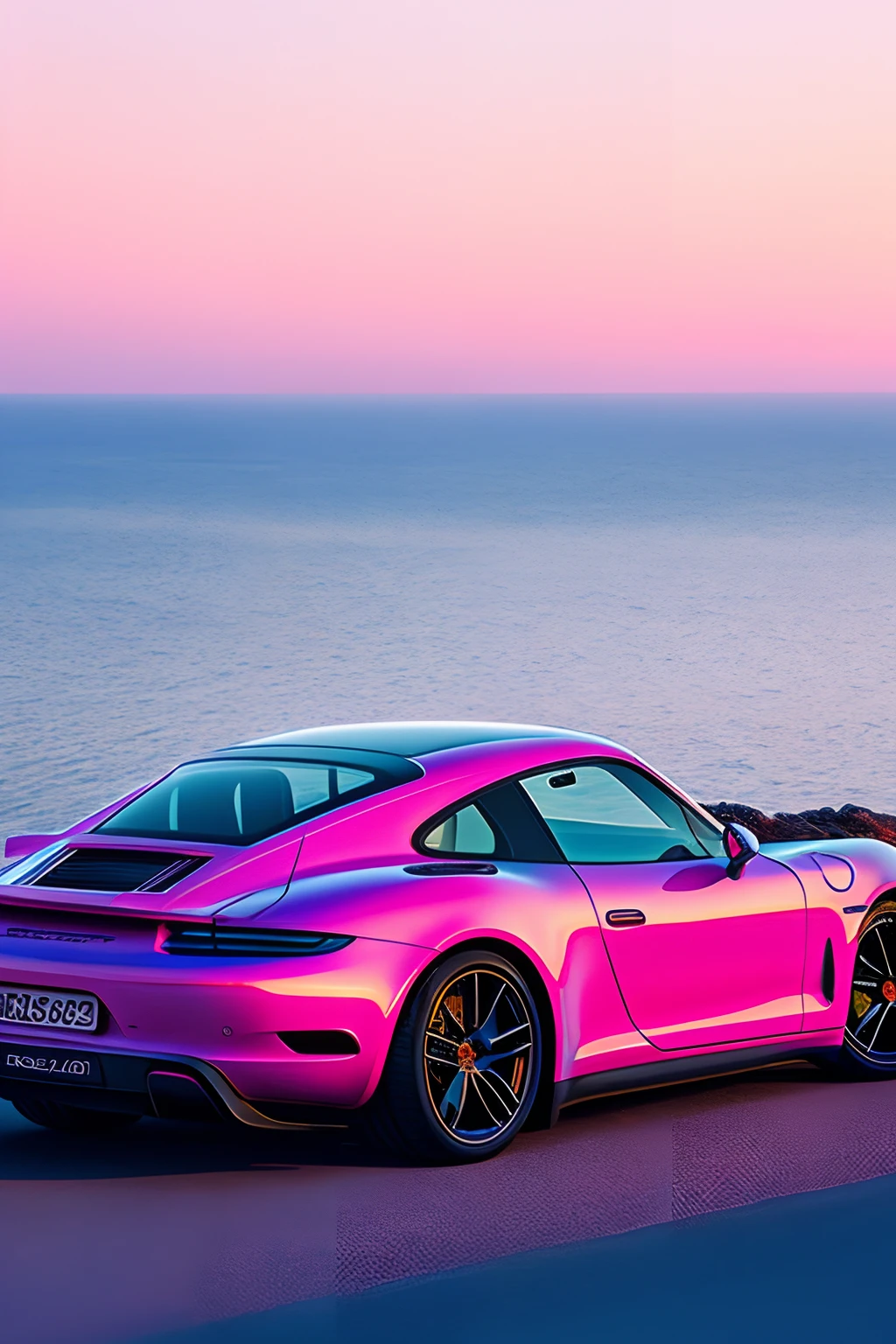 porsche,taycan,super car,romantic scenes,Iceberry pink,Girls like it,shores,blue-sky,hyper HD,the setting sun,夏天,rcasual