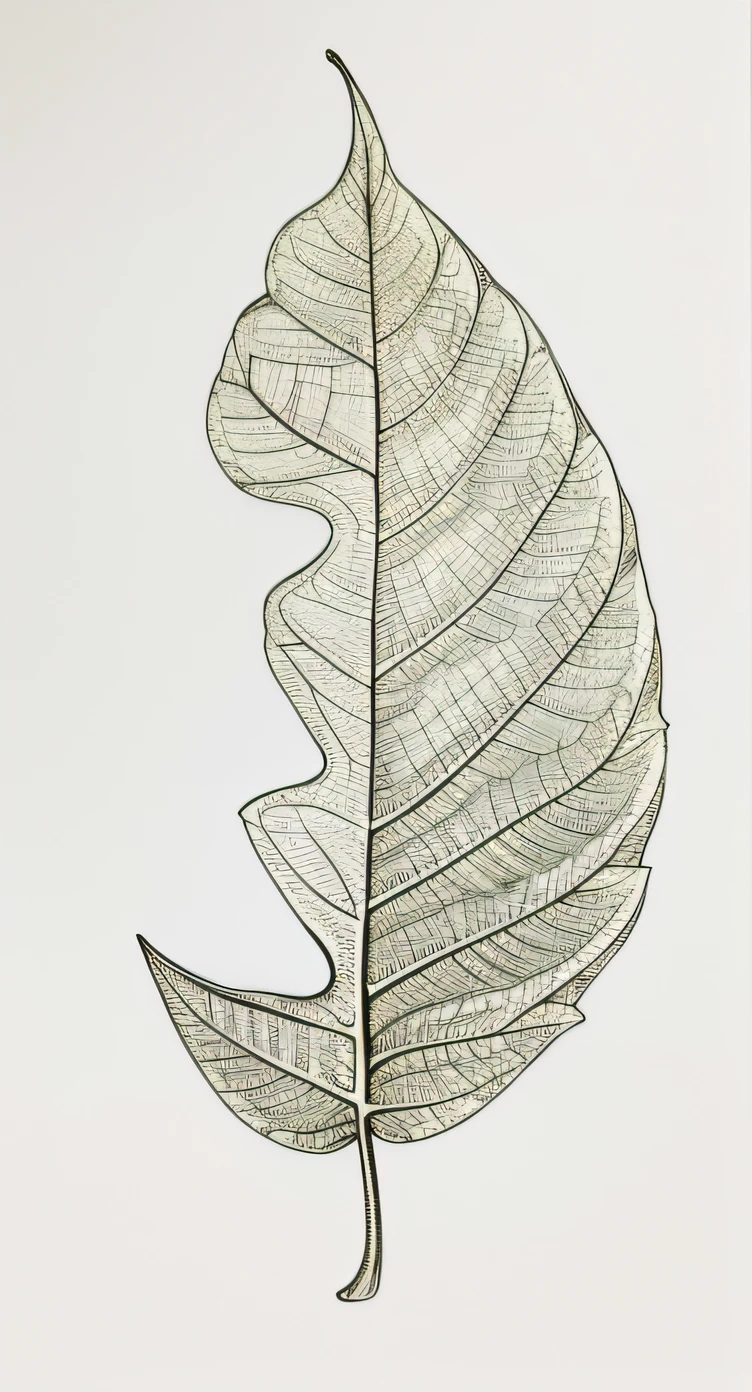 Leaf drawing on greeting card on white background Leaf drawing on greeting card on white background Leaf drawing on white background, Fine-leaf lace, Andy Gottsworthy, figurativism, a detailed drawing