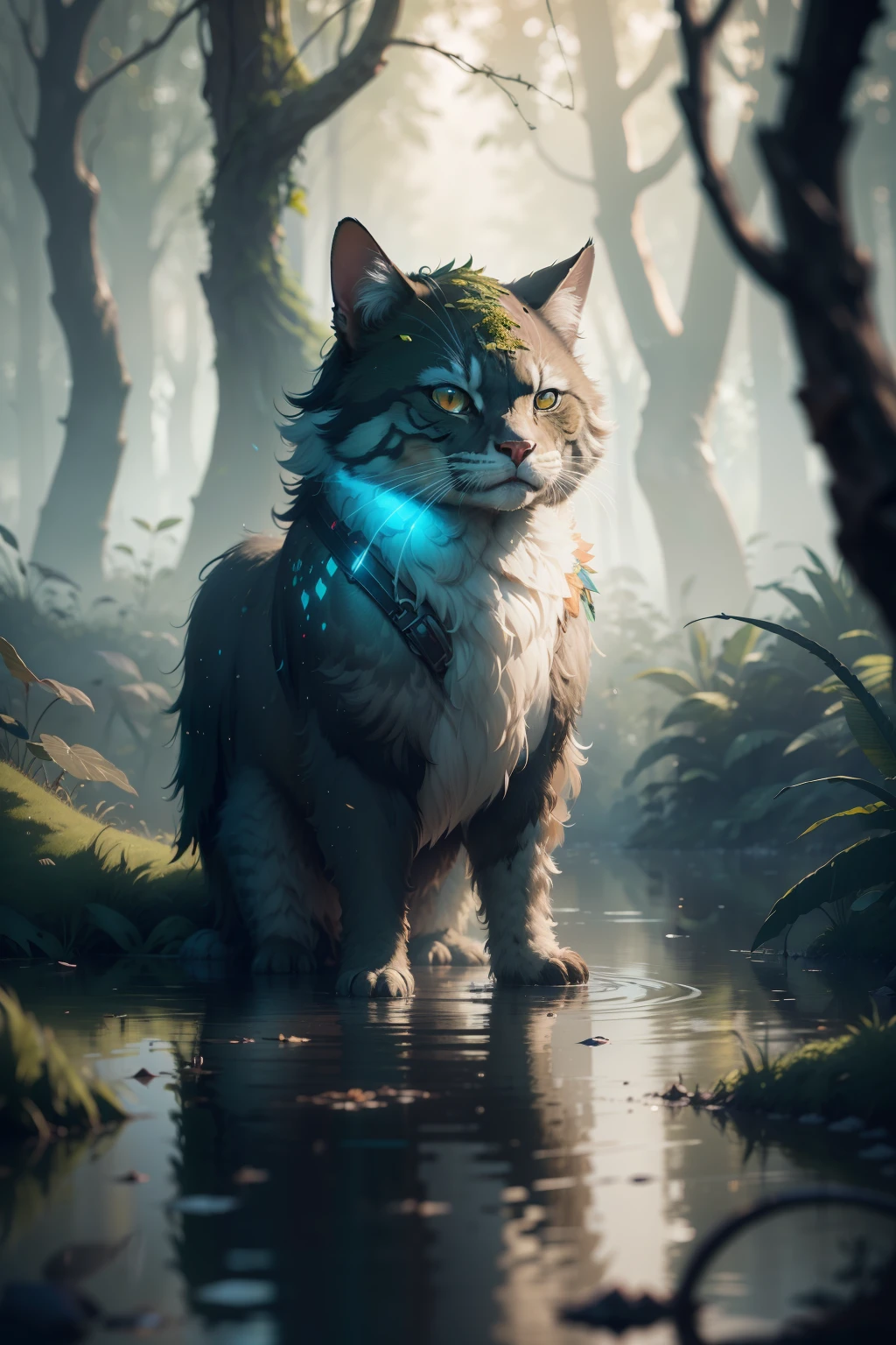 Analog style, ChromaV5, nvinkpunk,(extremely detailed CG unity 8k wallpaper), A Landscape of a murky and ominous swamp, the water is still and dark, the trees are twisted and gnarled, with moss hanging from the branches, a thick mist hangs in the air, the feeling of unease is palpable, oil paiting, award winning photography, Bokeh, Depth of Field, HDR, bloom, Chromatic Aberration ,Photorealistic,extremely detailed, trending on artstation, trending on CGsociety, Intricate, High Detail, dramatic, art by midjourney