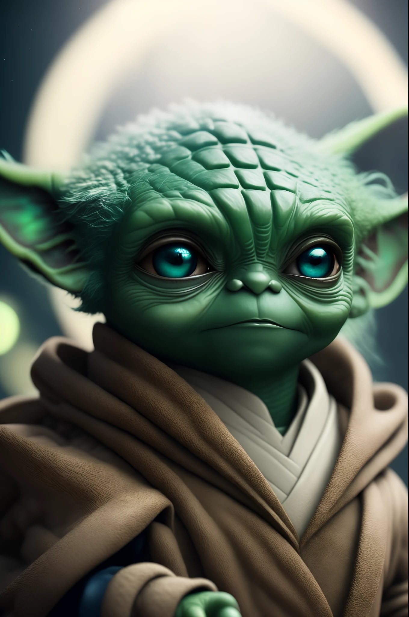 Portrait of Yoda, a half-breed of the Emperor and Moon, Digital art, Trending ArtStation, 4K, High detail