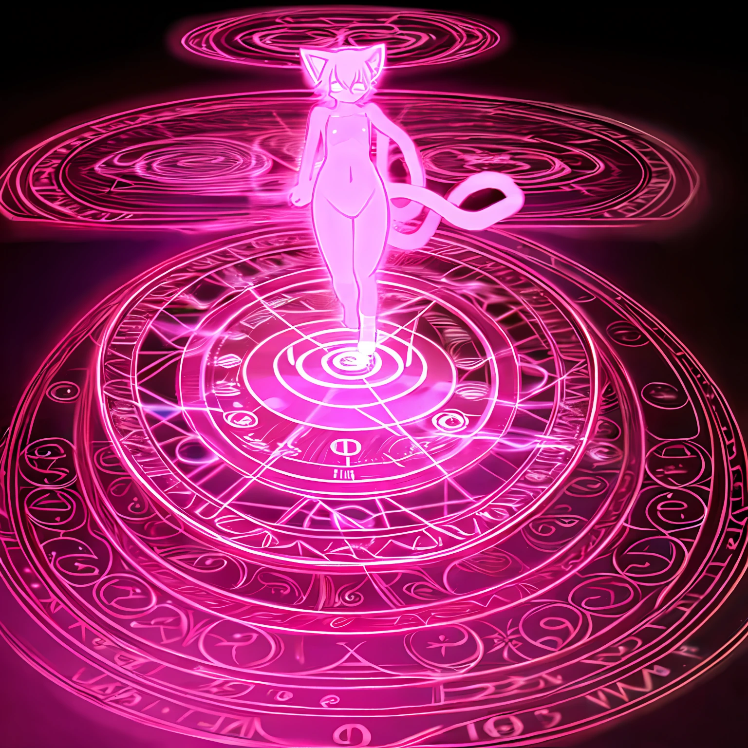 Pink Magic Circle,pink Cat Tail Graphic