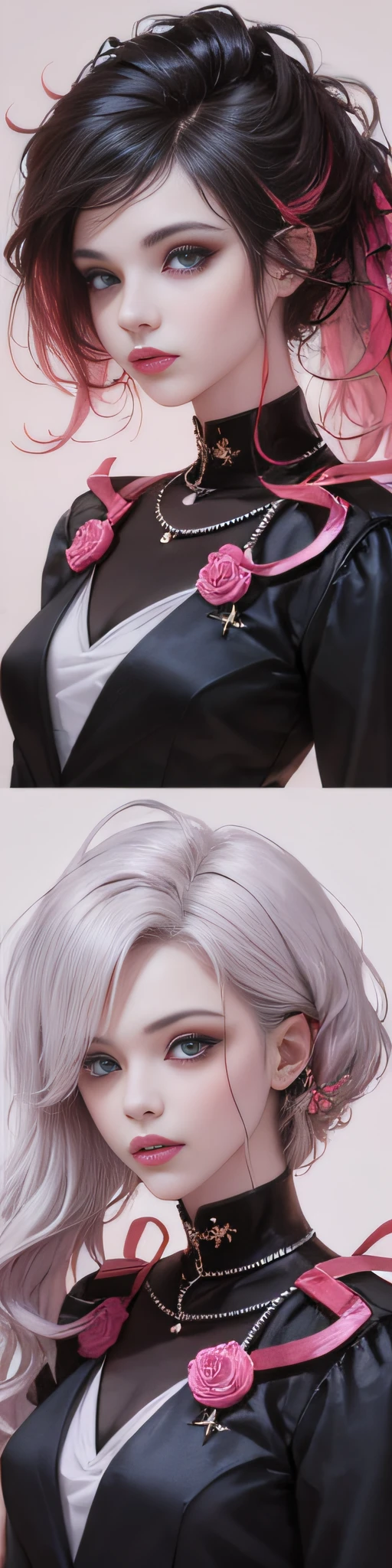 linda menina, cabelo pratesdo, olhos azuis, em traje de luta moderno, hiper realista, cores pastel, cores complementares, cores suaves, cores vibrantes, dramatic colors, vaporwave, retrowave, preto e branco, colorfull, artochrome, altamente detalhado, 4k'