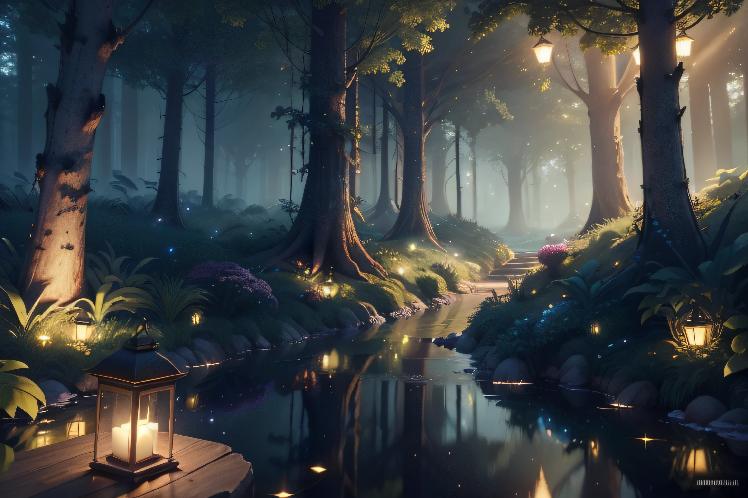 Masterpiece, best quality, (very detailed CG unity 8k wallpaper), (best quality), (best illustration), (best shadows), glow sprite, with a glowing dragon, in the swimming pool Drinking water, natural elements in the forest theme. Mysterious forest, beautiful forest, nature, surrounded by flowers, delicate leaves and branches surrounded by fireflies (natural elements), (jungle theme), (leaves), (twigs), (fireflies), (particle effects) etc. 3D , Octane rendering, ray tracing, super detailed