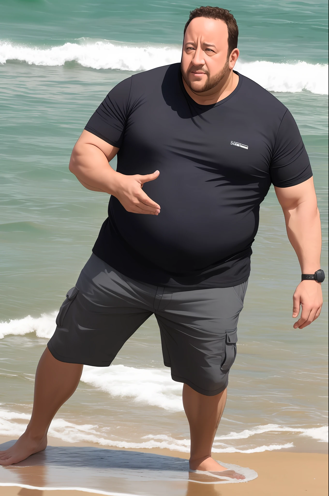 Kevin James na praia