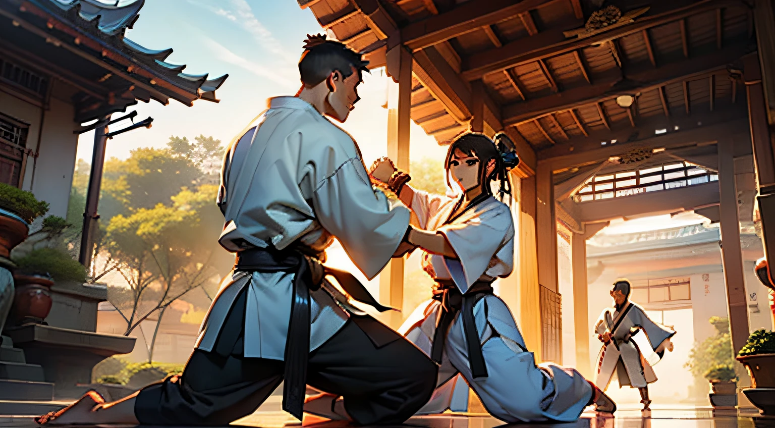 The first great family、Neifu、Vientiane Garden、group of people、Morning、Practice martial arts,Facial beauty,The texture is strong