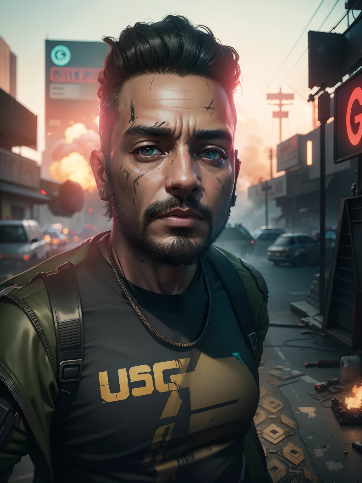 Create photo for pubg gaming channel with cyberpunk background and Rana Sanga gaming written in luminous