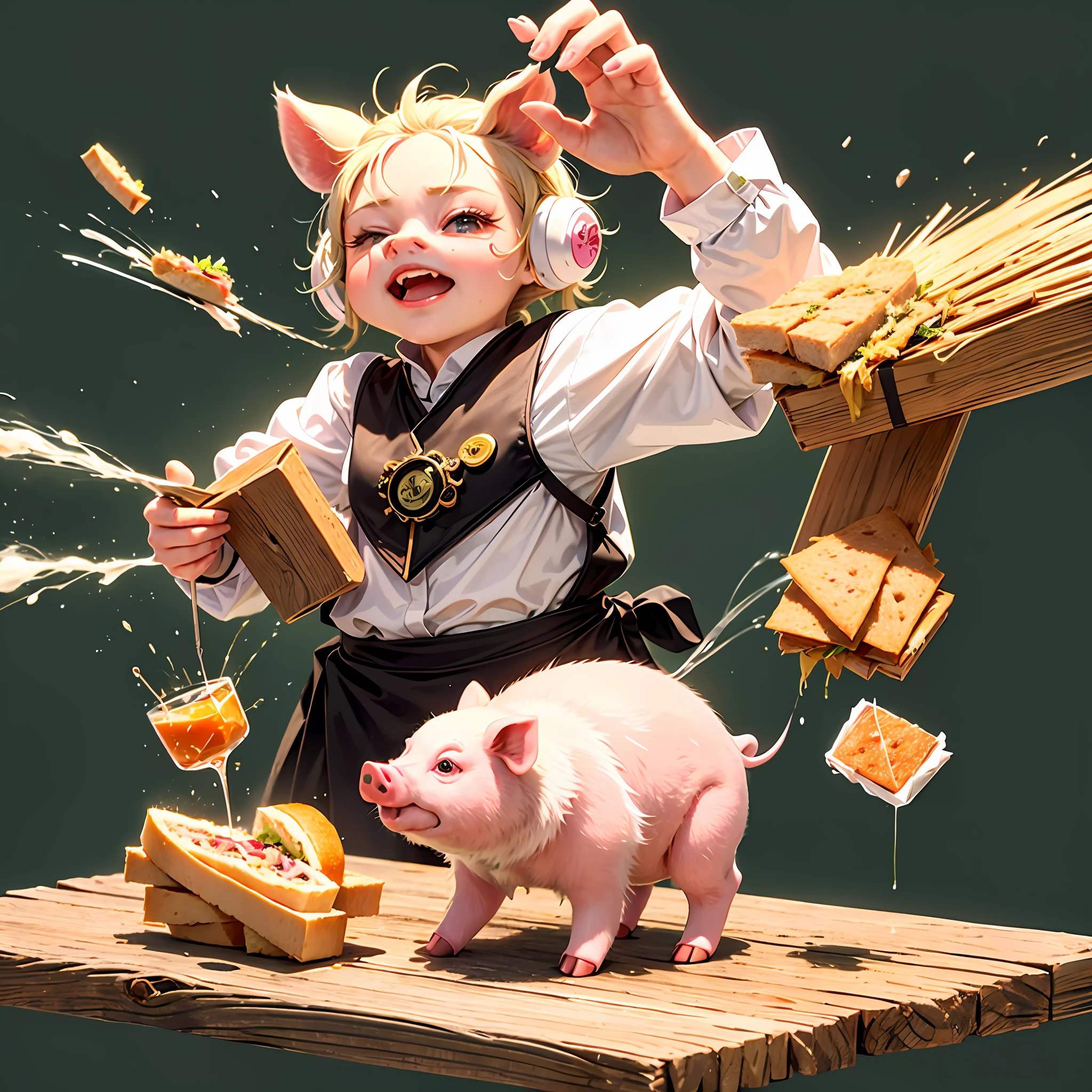 There is a green background,There are pictures of sandwiches and drinks on it, Pig pig pig, Pig, piggy, A pig, pigs, giant pig, Wang Chen, “pig, phong yintion j - jiang geping, piglet, half pig, Pigtail, robotic pig, .png, flying pig, 1 8 0 0 dpi