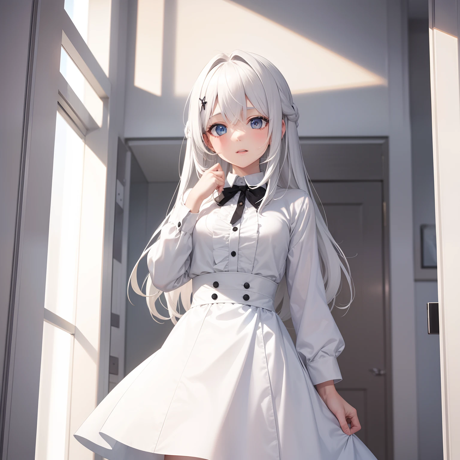Two-dimensional pure white-haired girl