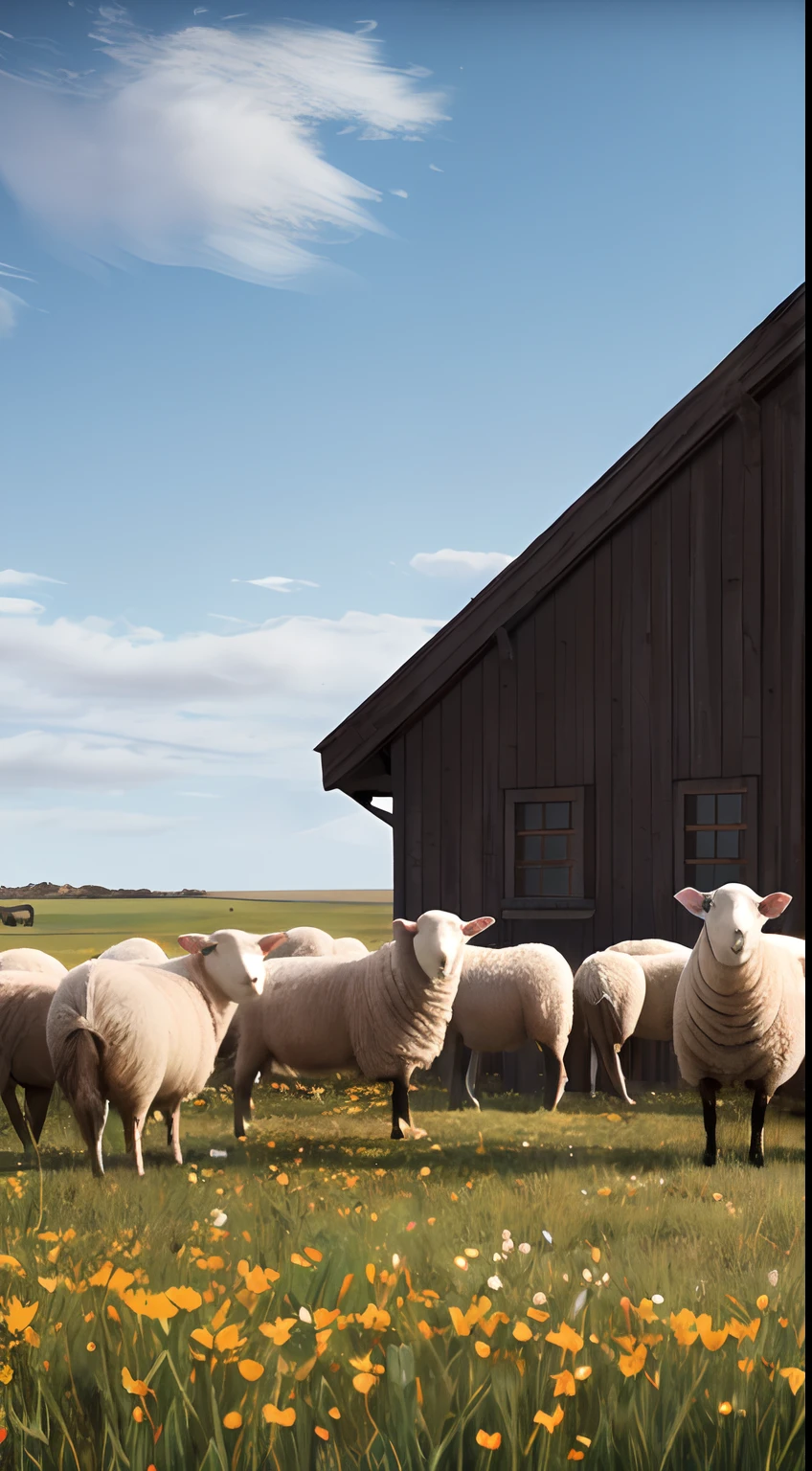 "At that time the sheep called to him
From their wormy bellies, as they
Lay bloating in the field. He was
A pastoralist,
The schoolhouse hardly handsize
In a sky of flax." (masterpiece:1.2, best quality, digital art, hyperrealistic details, detailed digital art, realistic texture, detailed CG, extremely high detail, digital illustration)